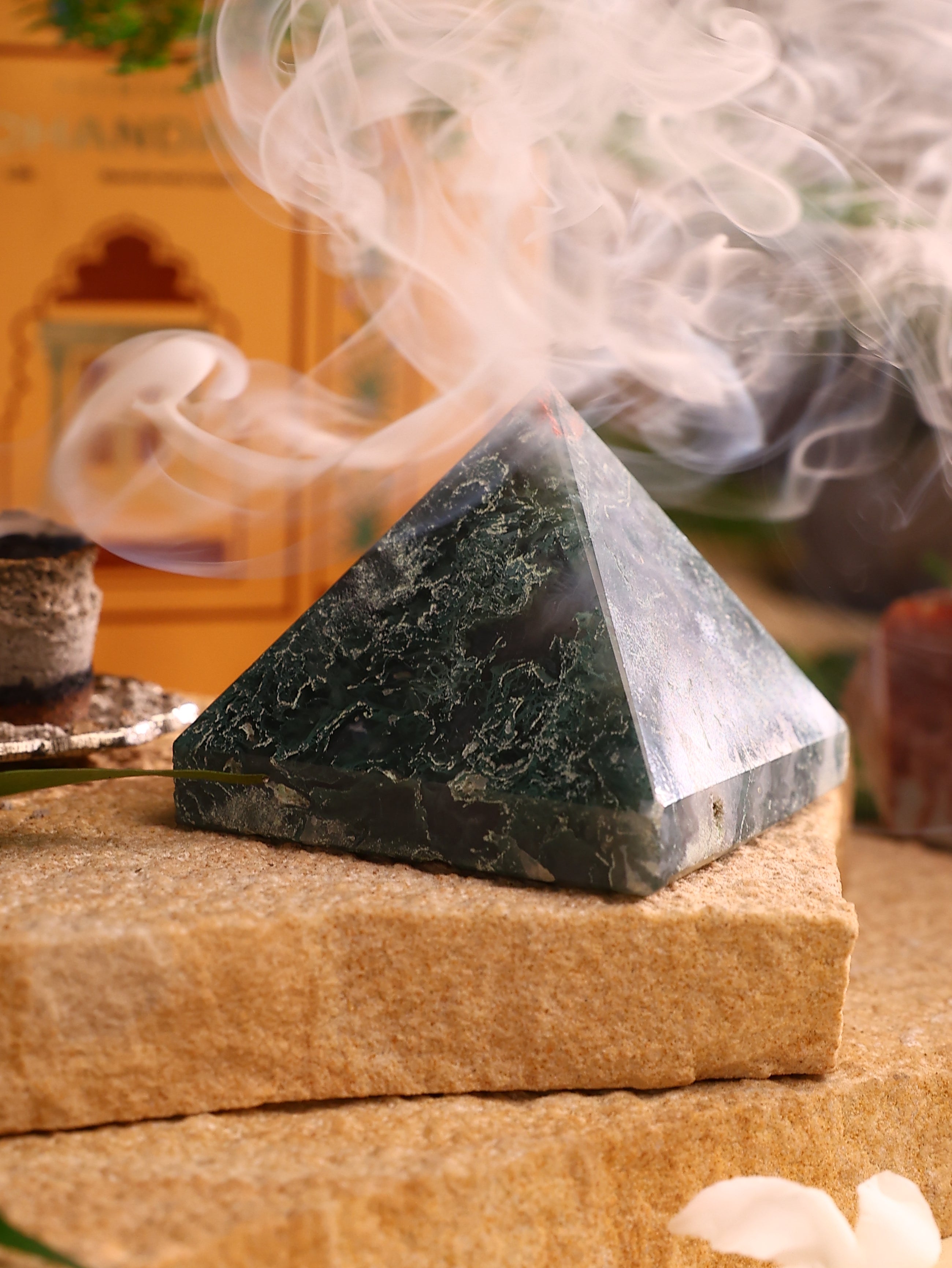 Gemstone - Moss Agate Pyramid