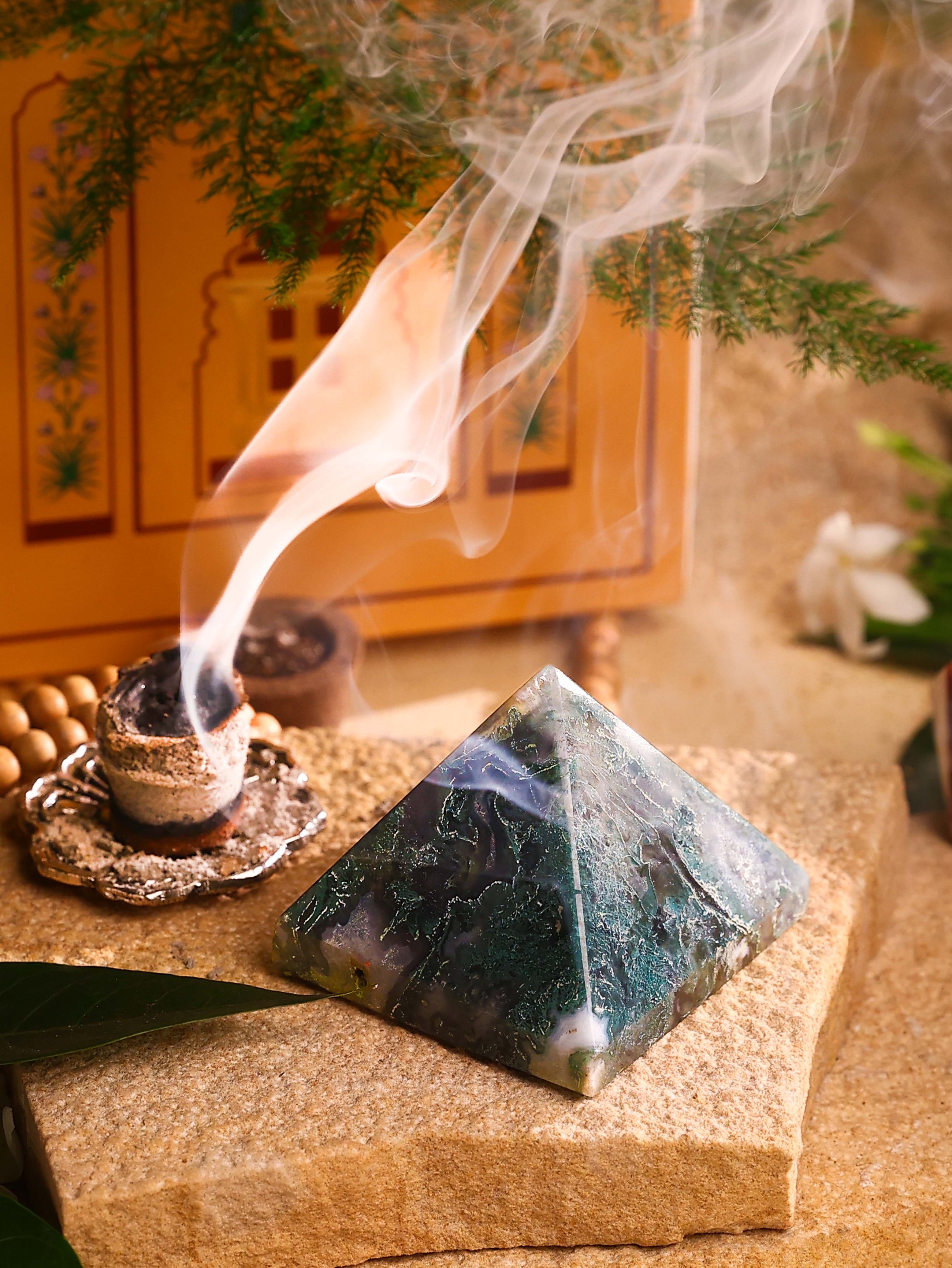 Gemstone - Moss Agate Pyramid