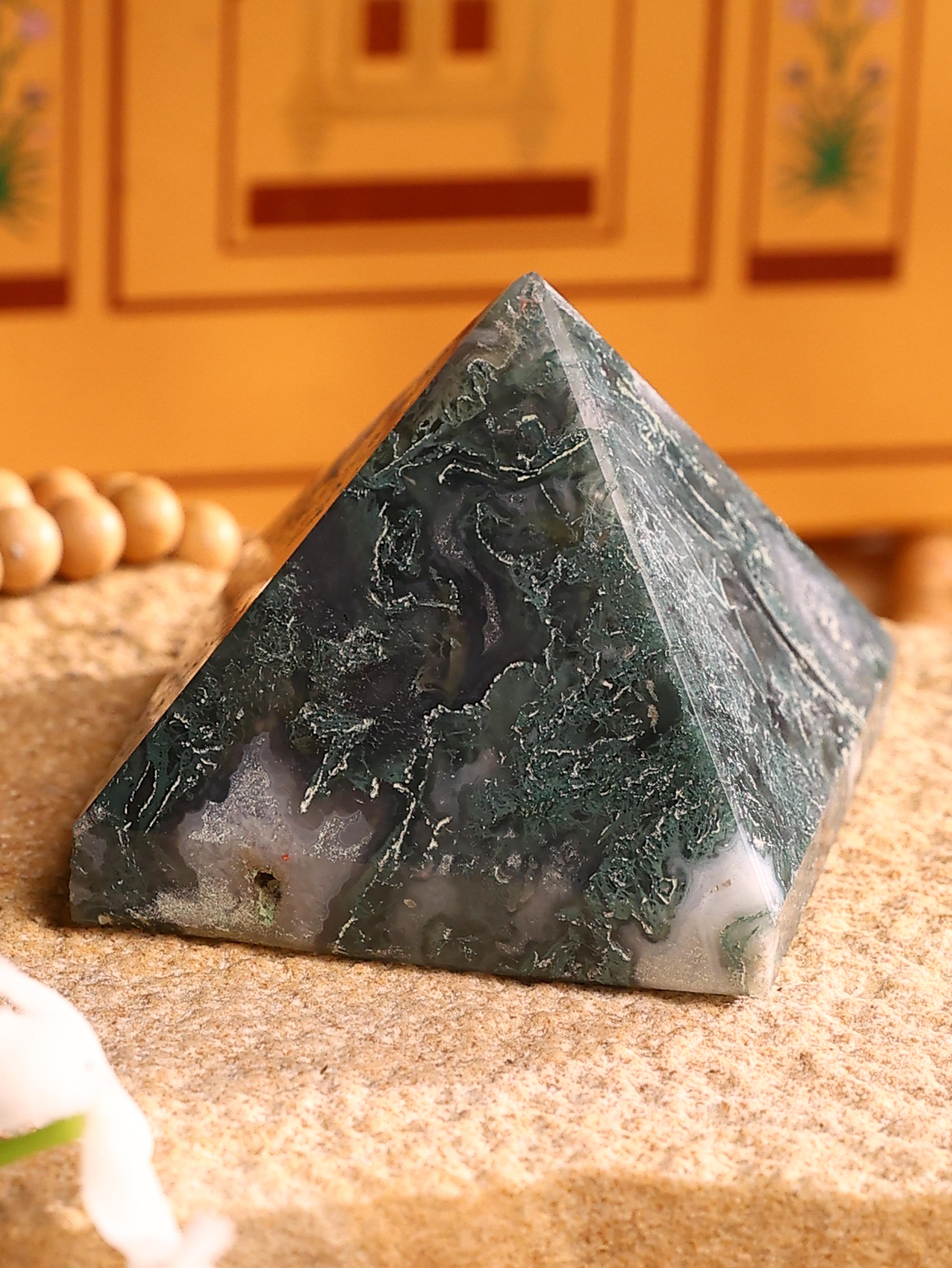 Gemstone - Moss Agate Pyramid