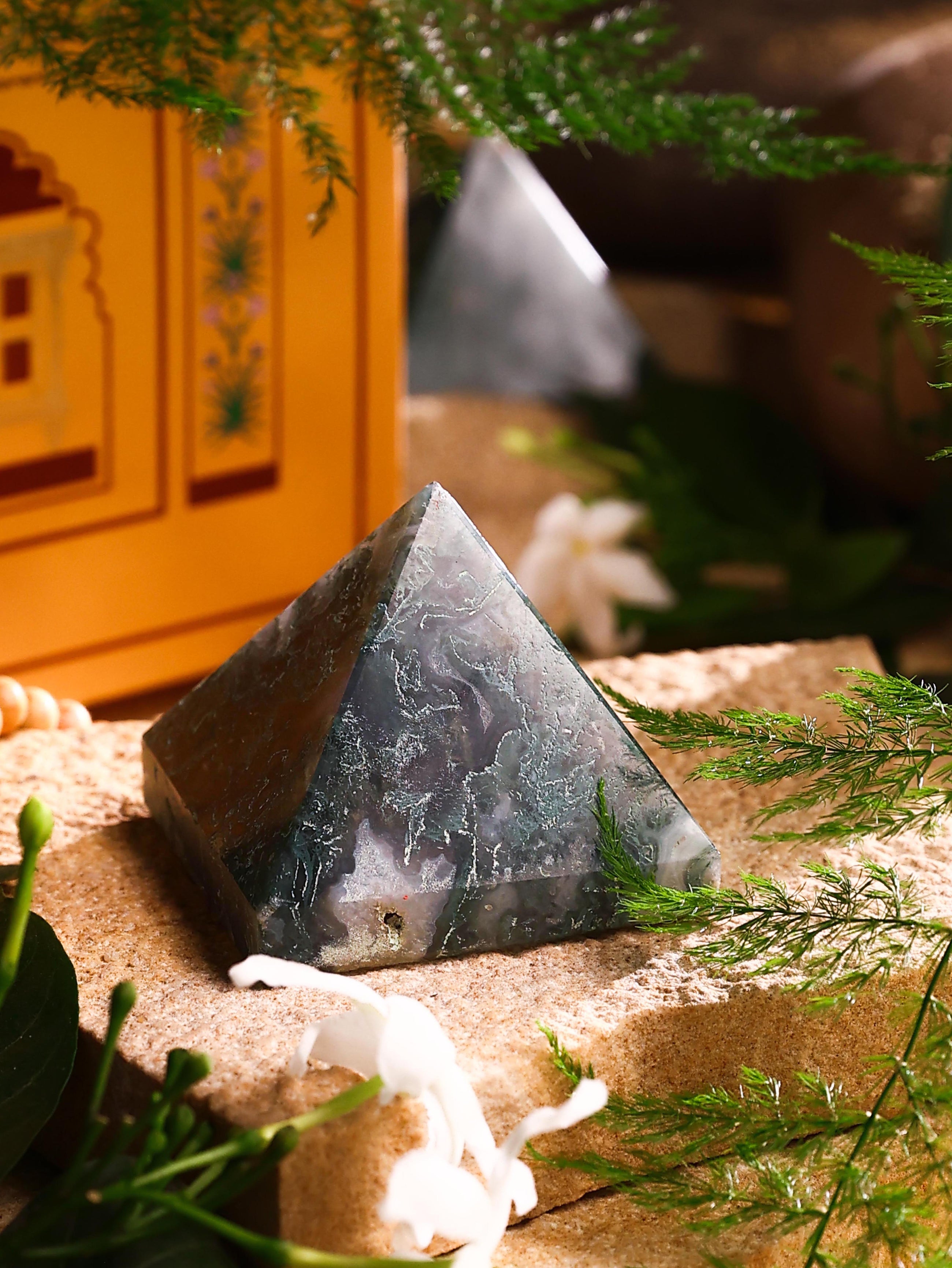 Gemstone - Moss Agate Pyramid