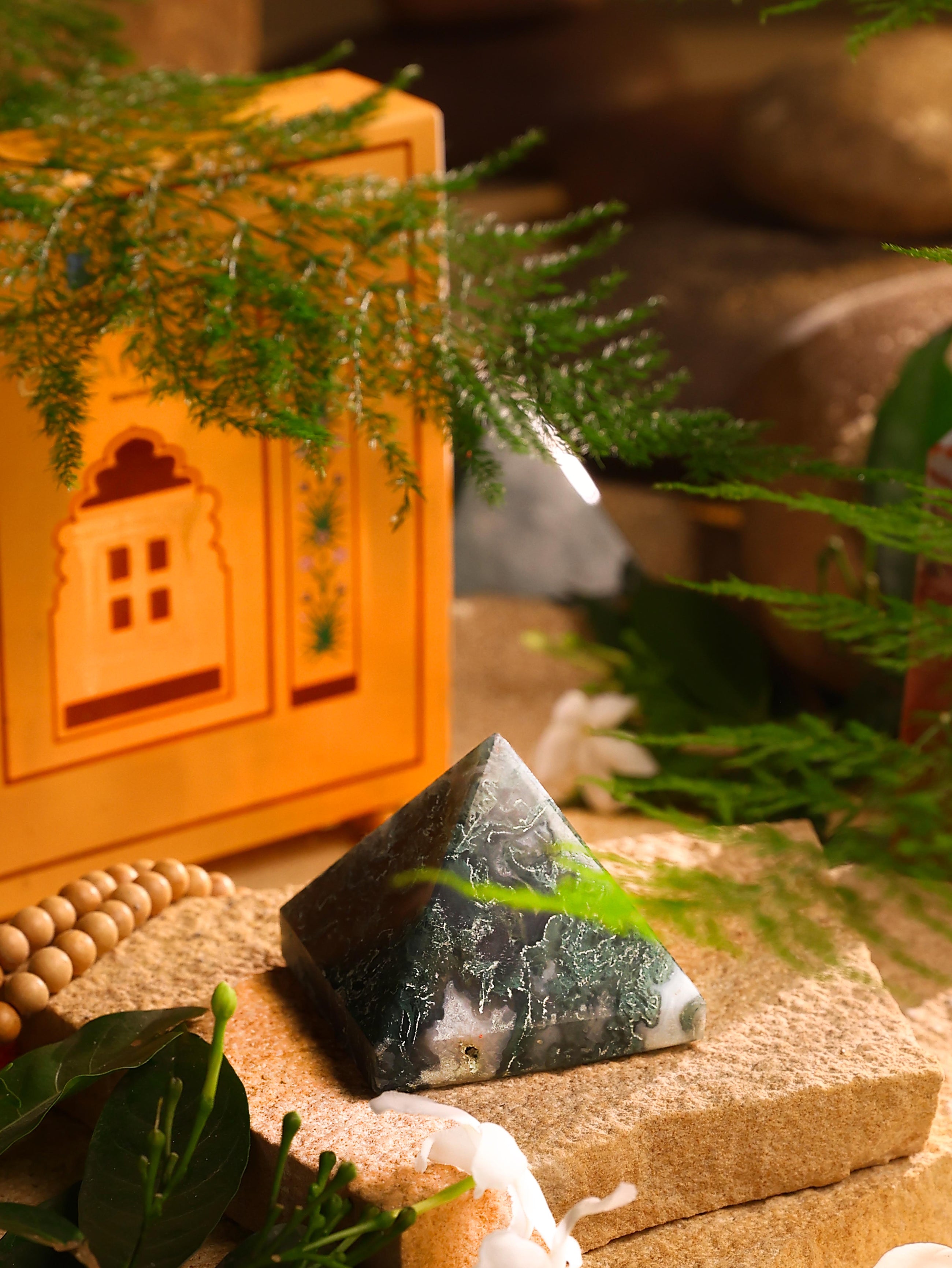 Gemstone - Moss Agate Pyramid