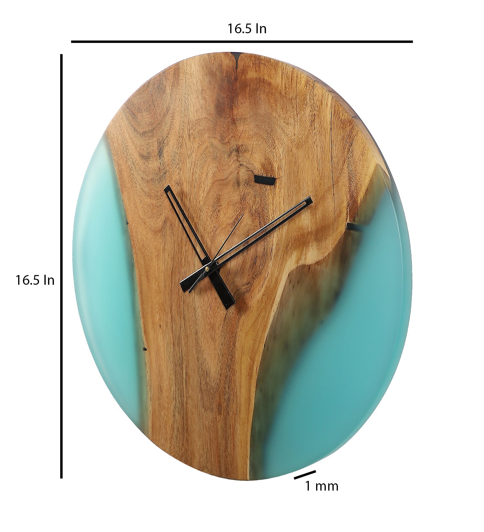 Azur Resin Wall Clock – Elegant Fusion of Acacia Wood & Resin-Blue