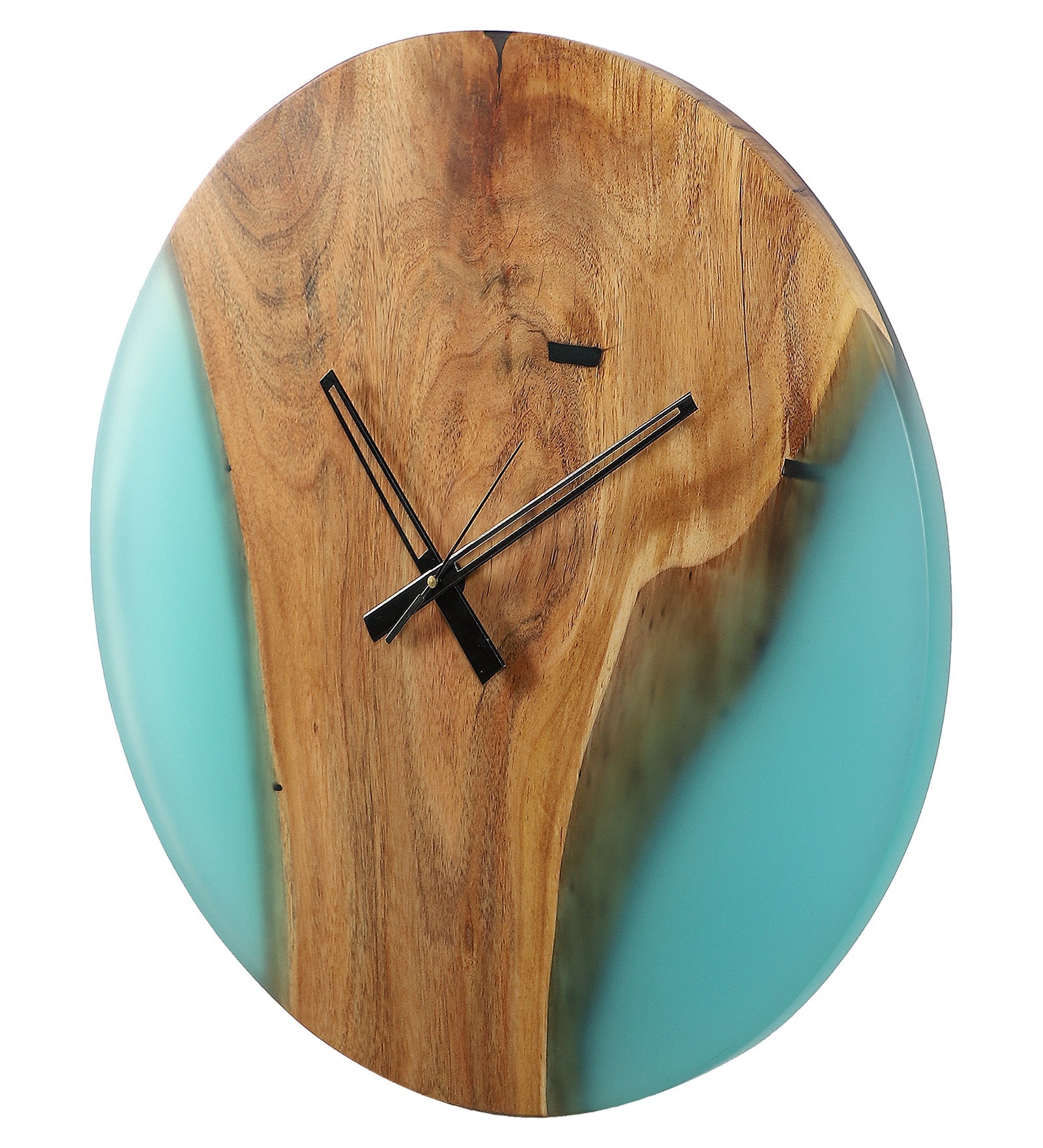 Azur Resin Wall Clock – Elegant Fusion of Acacia Wood & Resin-Blue
