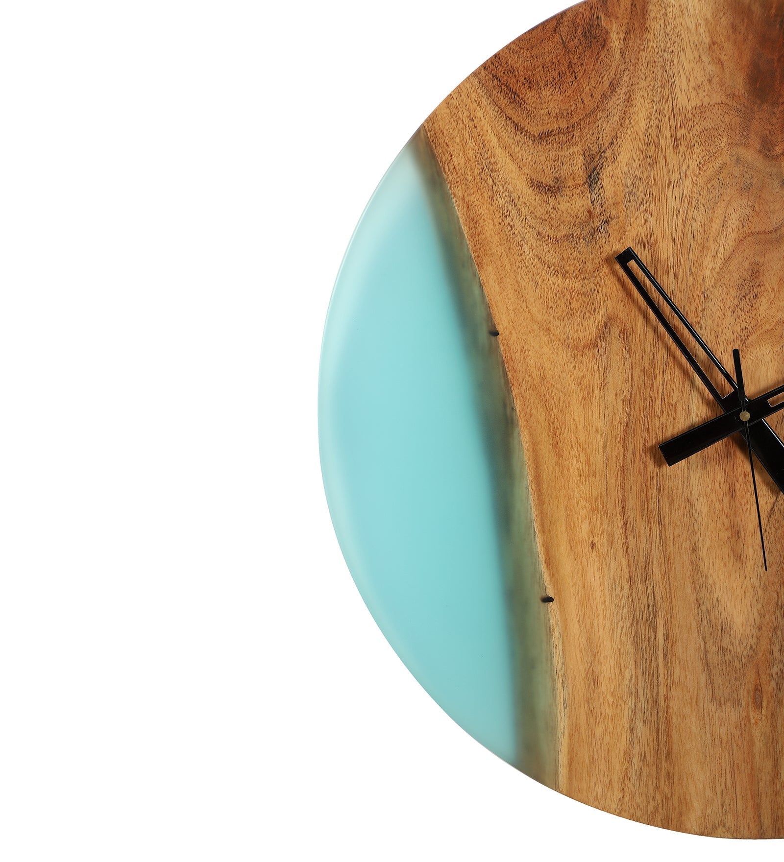 Azur Resin Wall Clock – Elegant Fusion of Acacia Wood & Resin-Blue