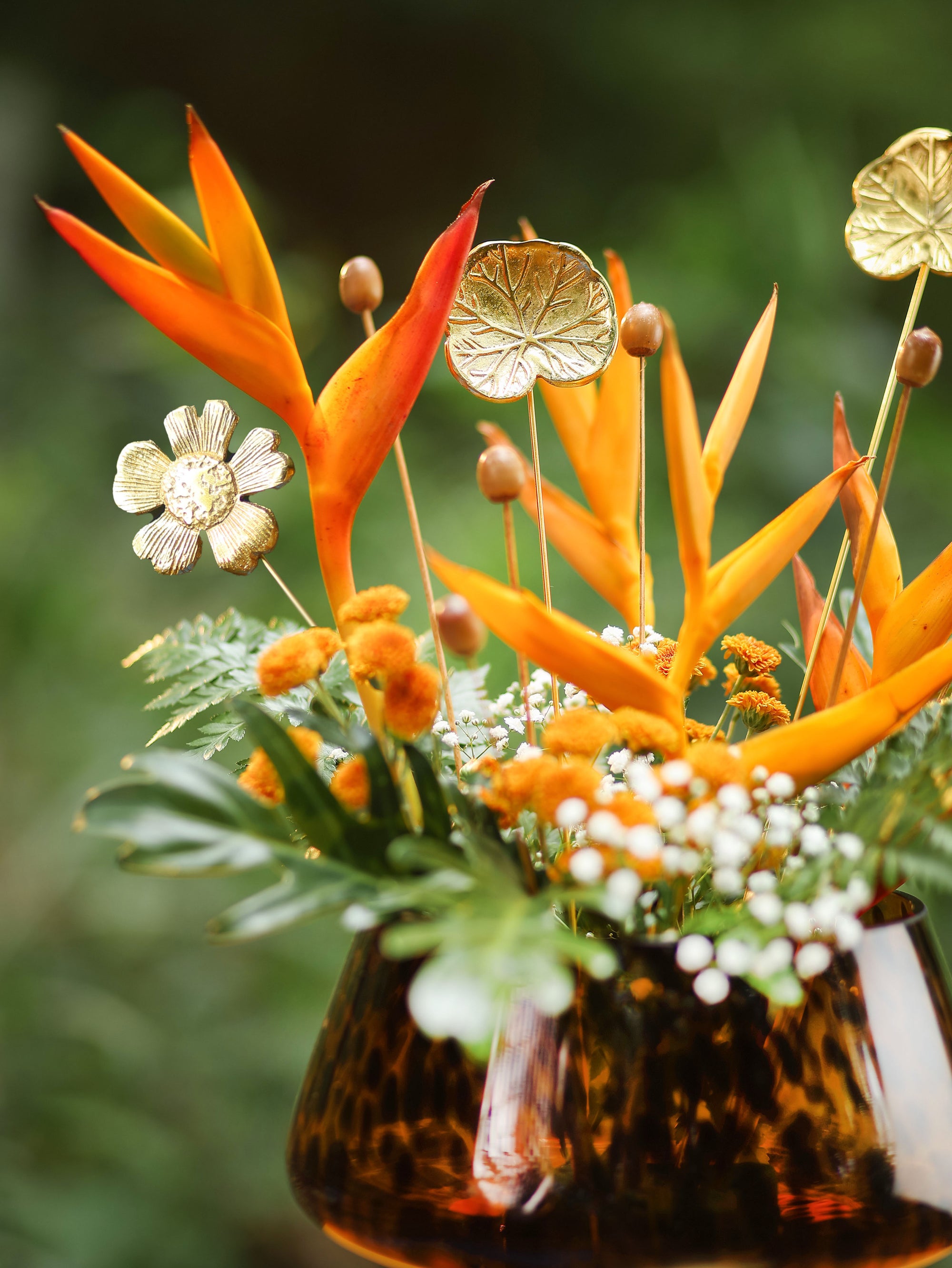 Golden Floral Metal Sticks | SET OF 6