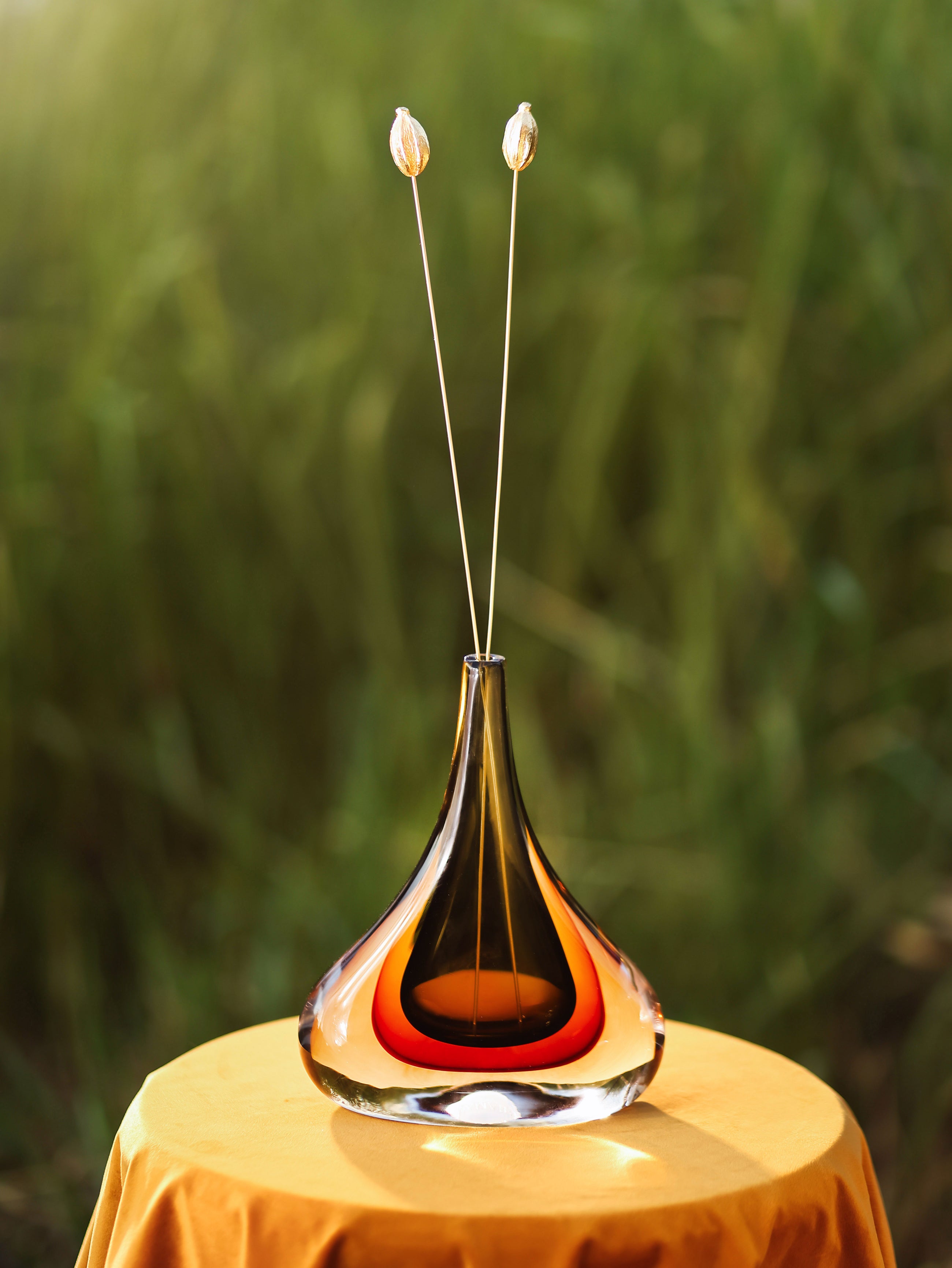 Amber Aura Glass Vase