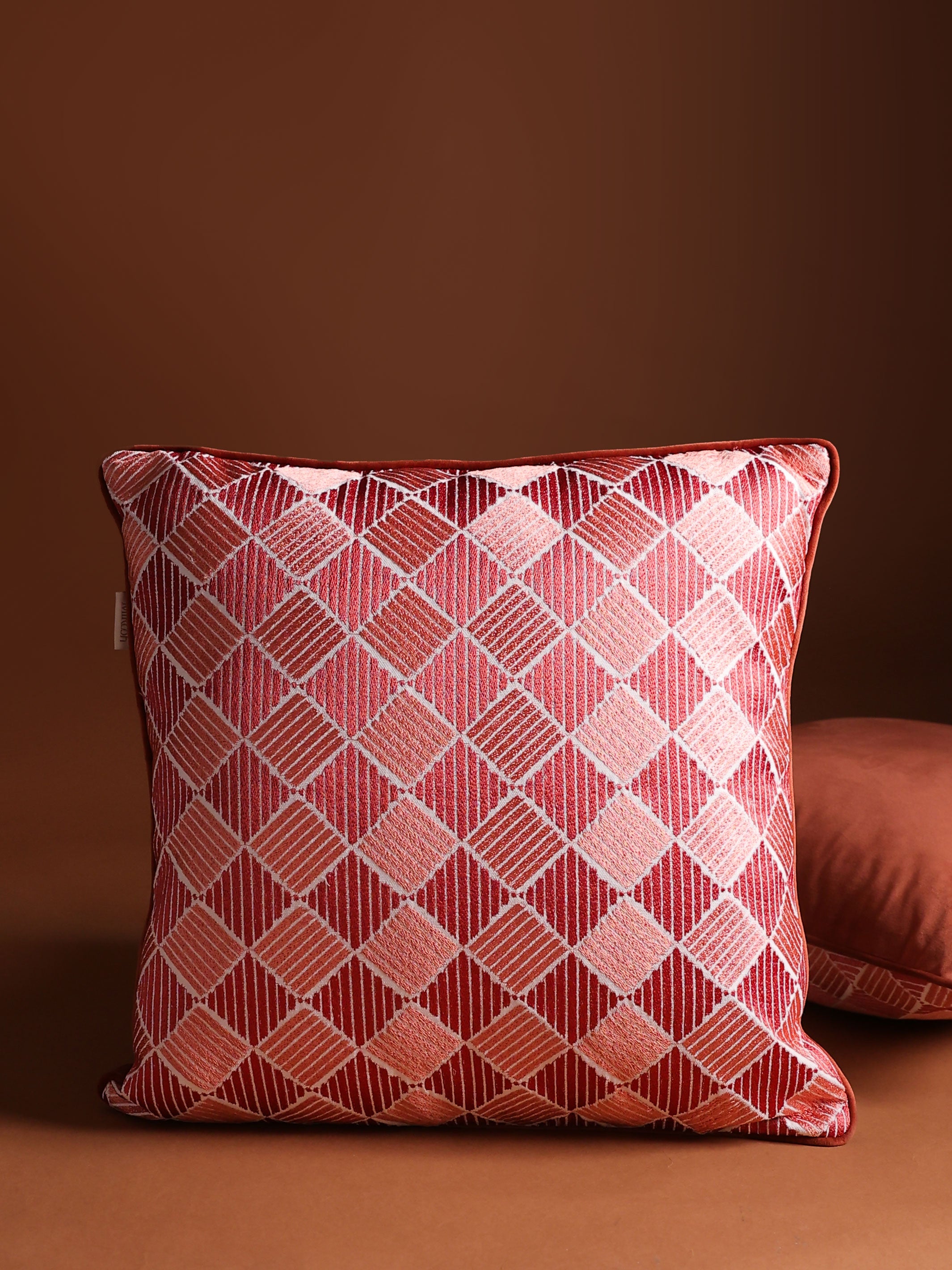 Kaudi Bagh Embroidered Cushion Cover - Rust