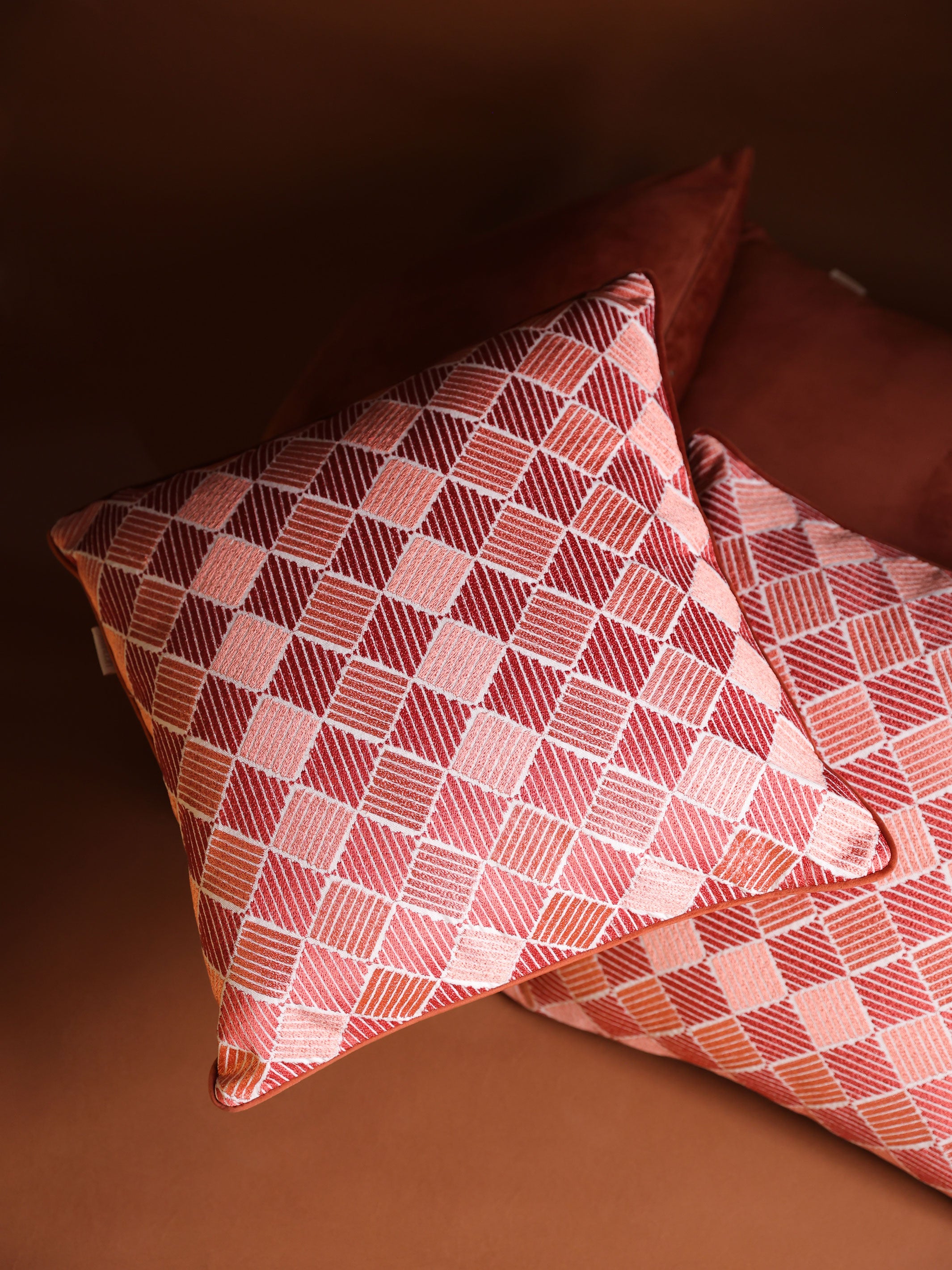 Kaudi Bagh Embroidered Cushion Cover - Rust