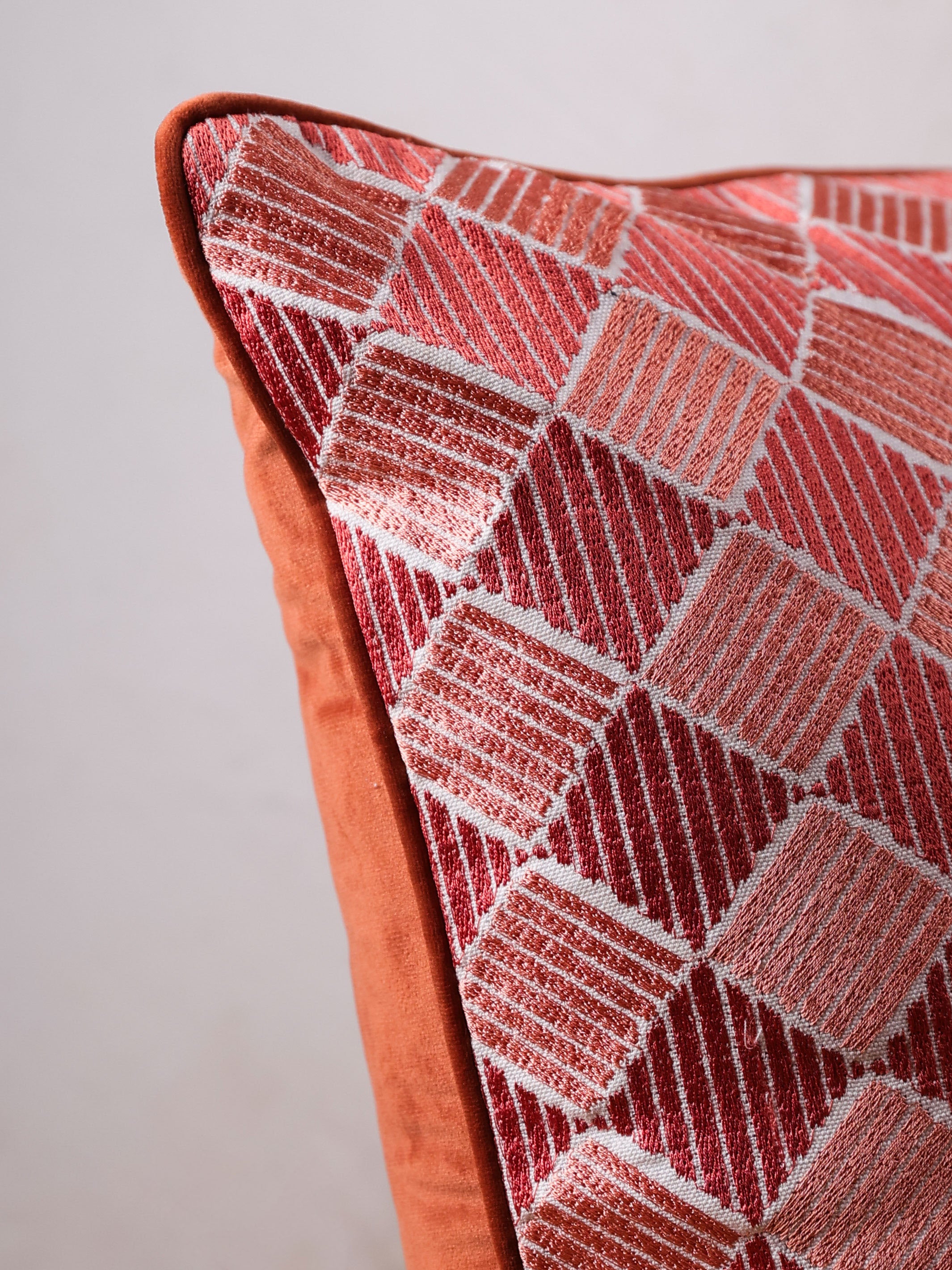 Kaudi Bagh Embroidered Cushion Cover - Rust