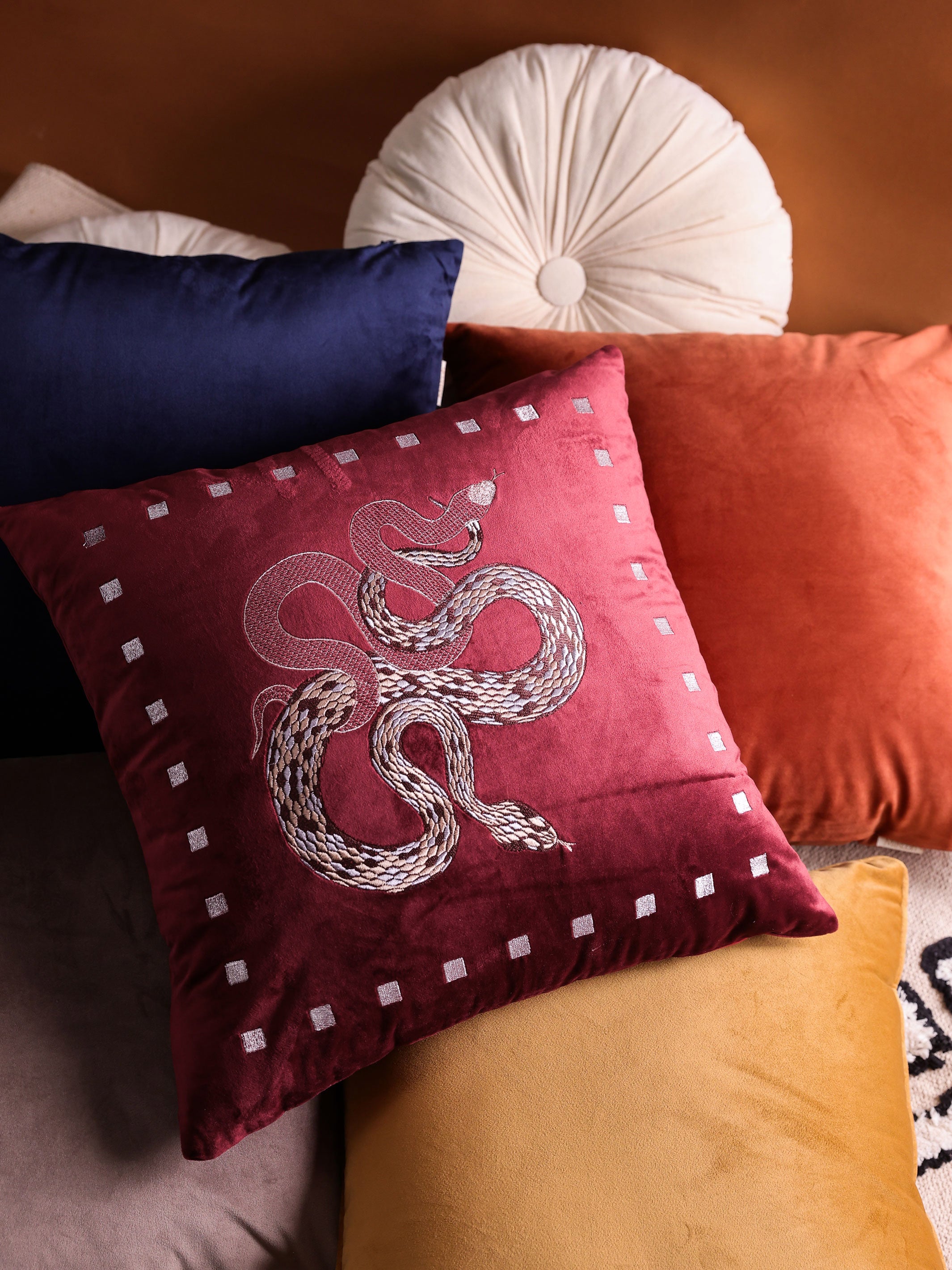 Vasuki Ruby Velvet Cushion