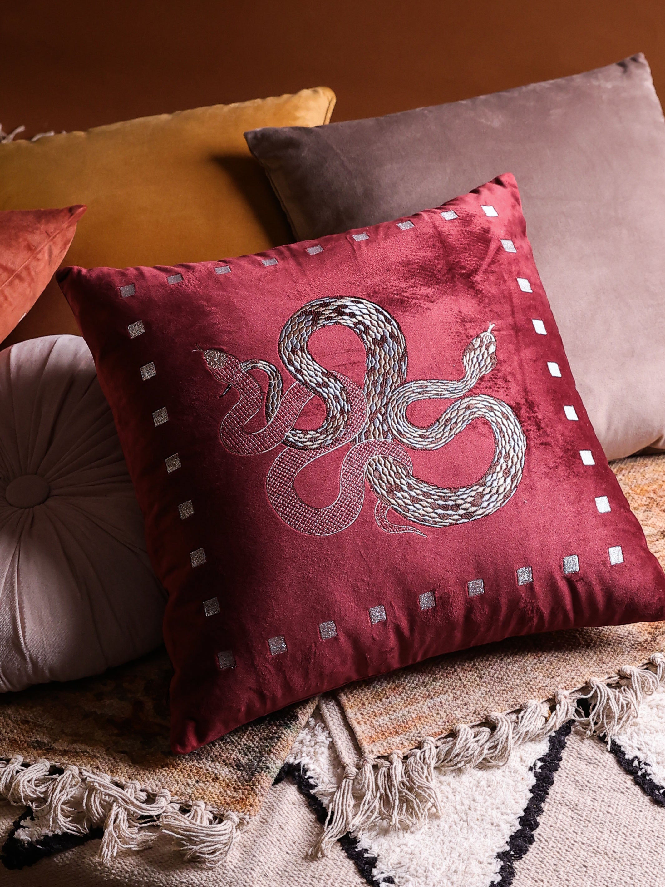 Vasuki Ruby Velvet Cushion