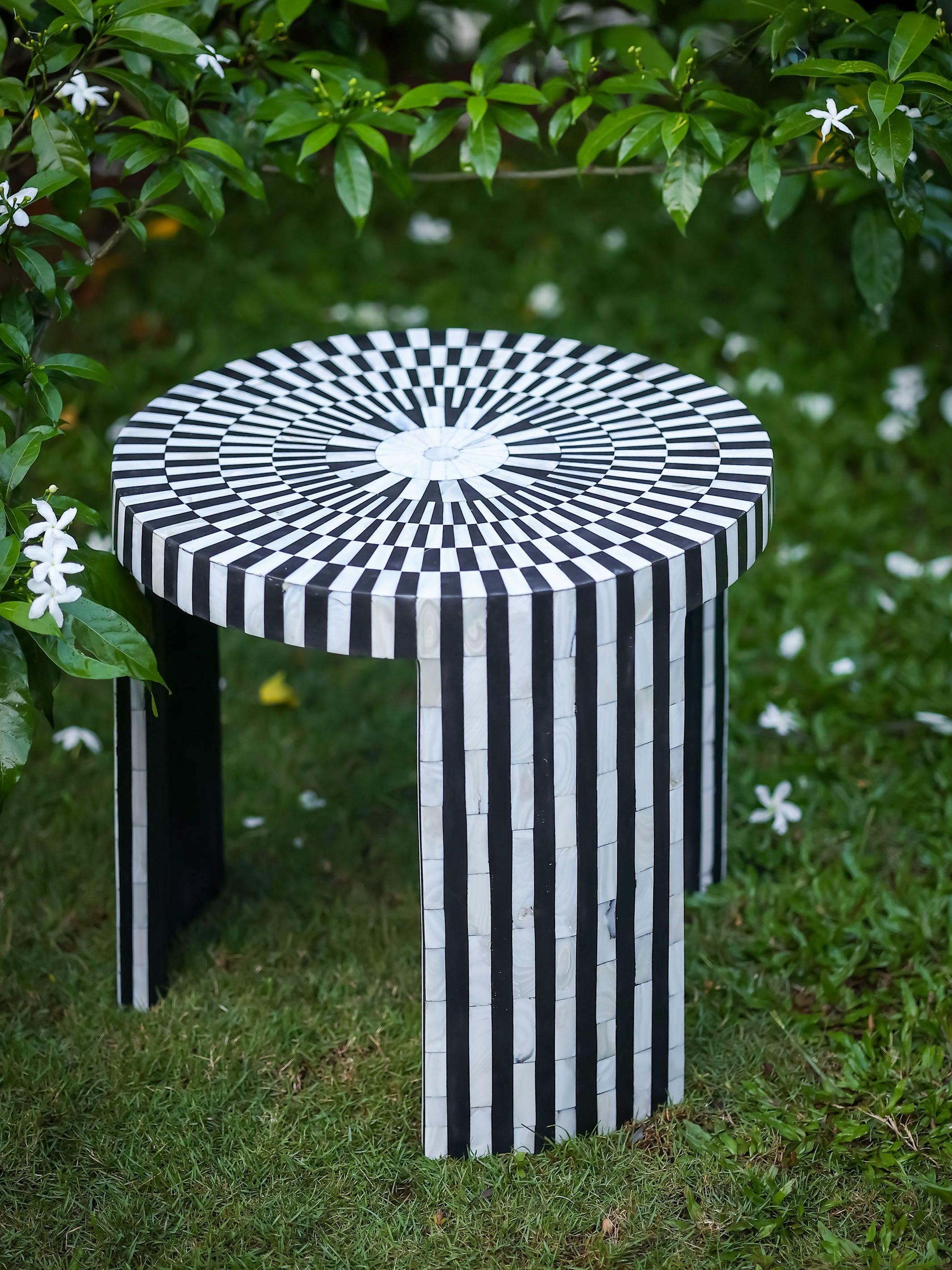 Handmade Inlay Side Table - Waterfall