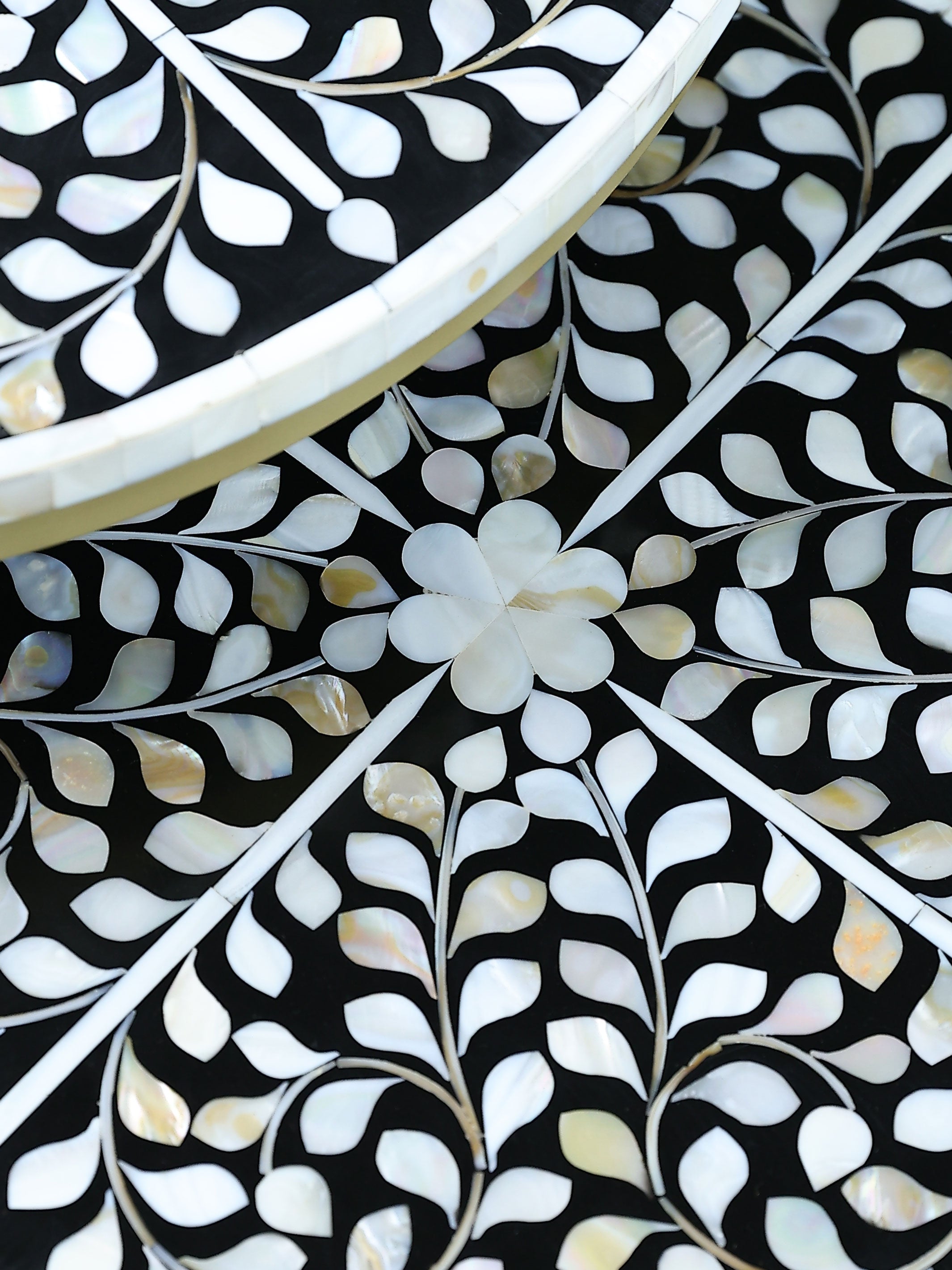 Handcrafted Inlay Nesting Table Set of 2- Cleo