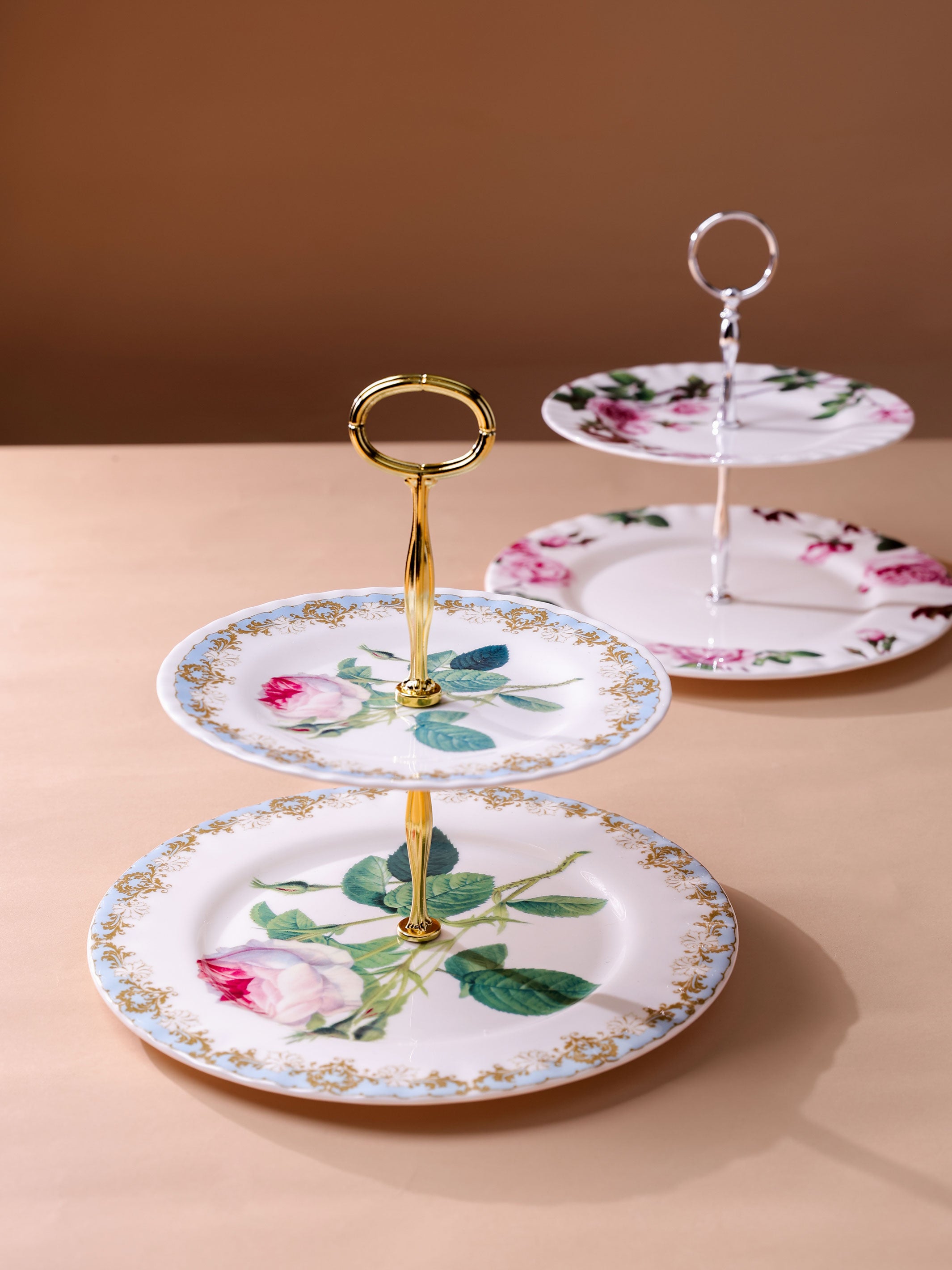 Vintage Rose Two Tier Cake Stand Gift Box