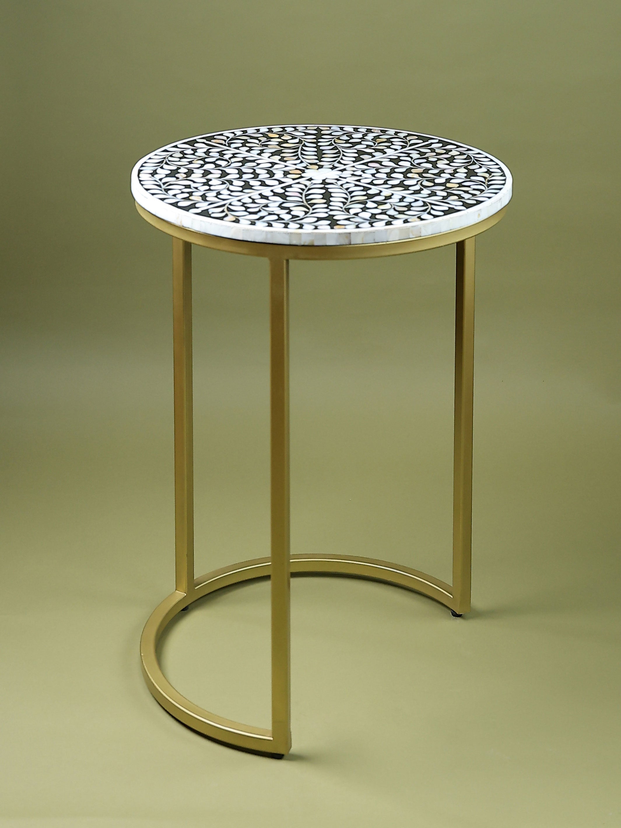 Handcrafted Inlay Nesting Table Set of 2- Cleo