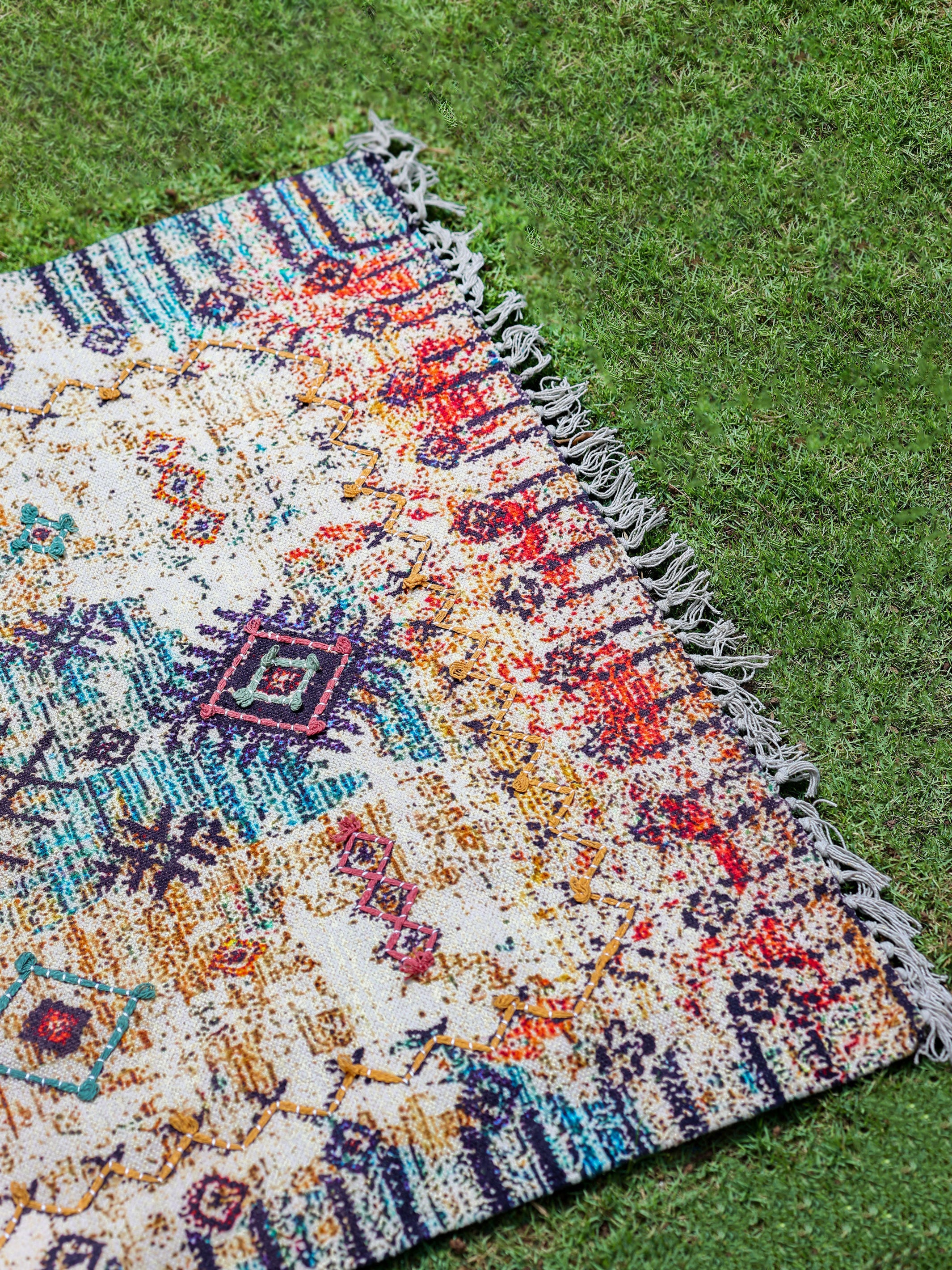 Bereket Embroidered Cotton Rug