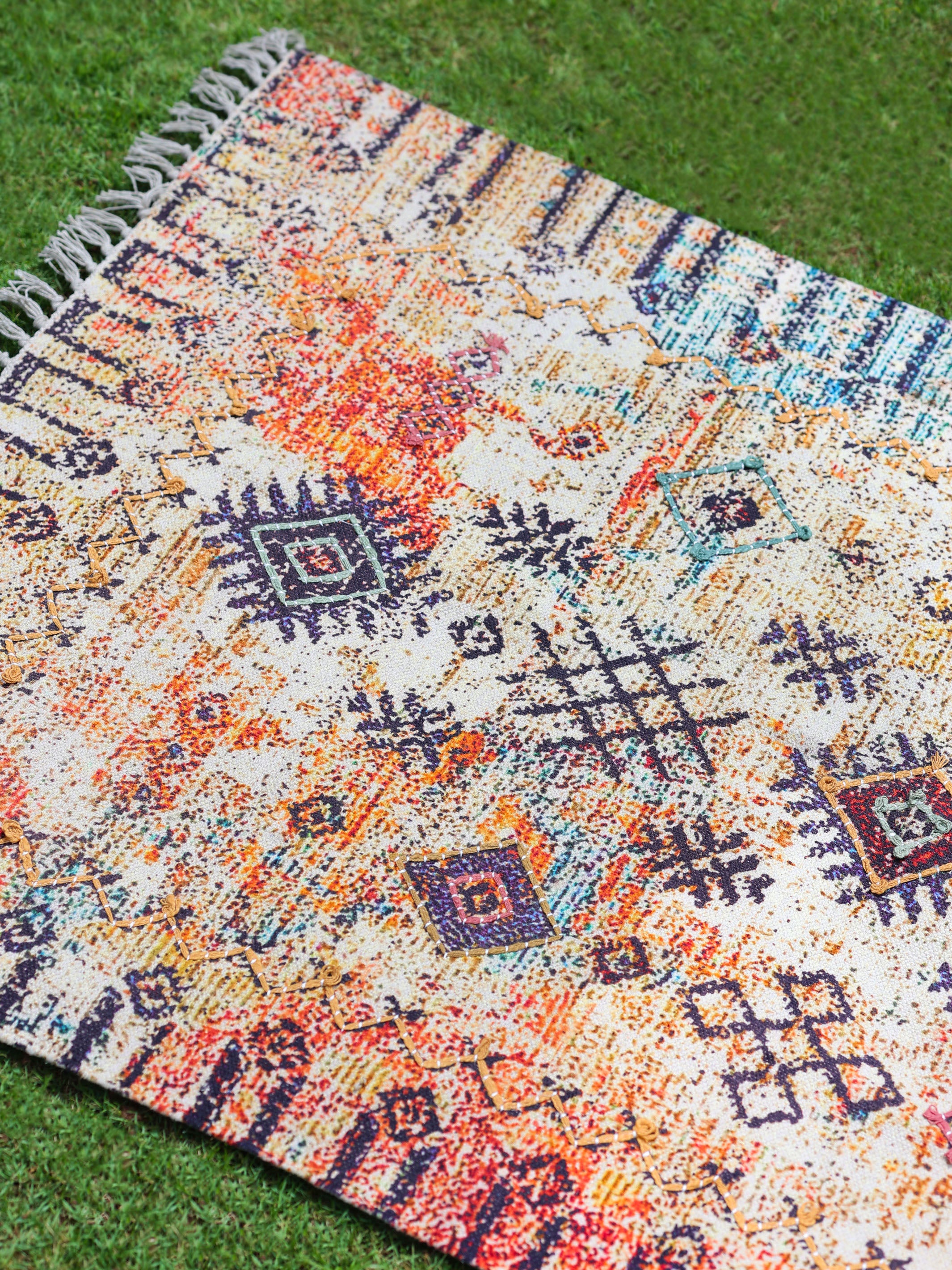 Bereket Embroidered Cotton Rug