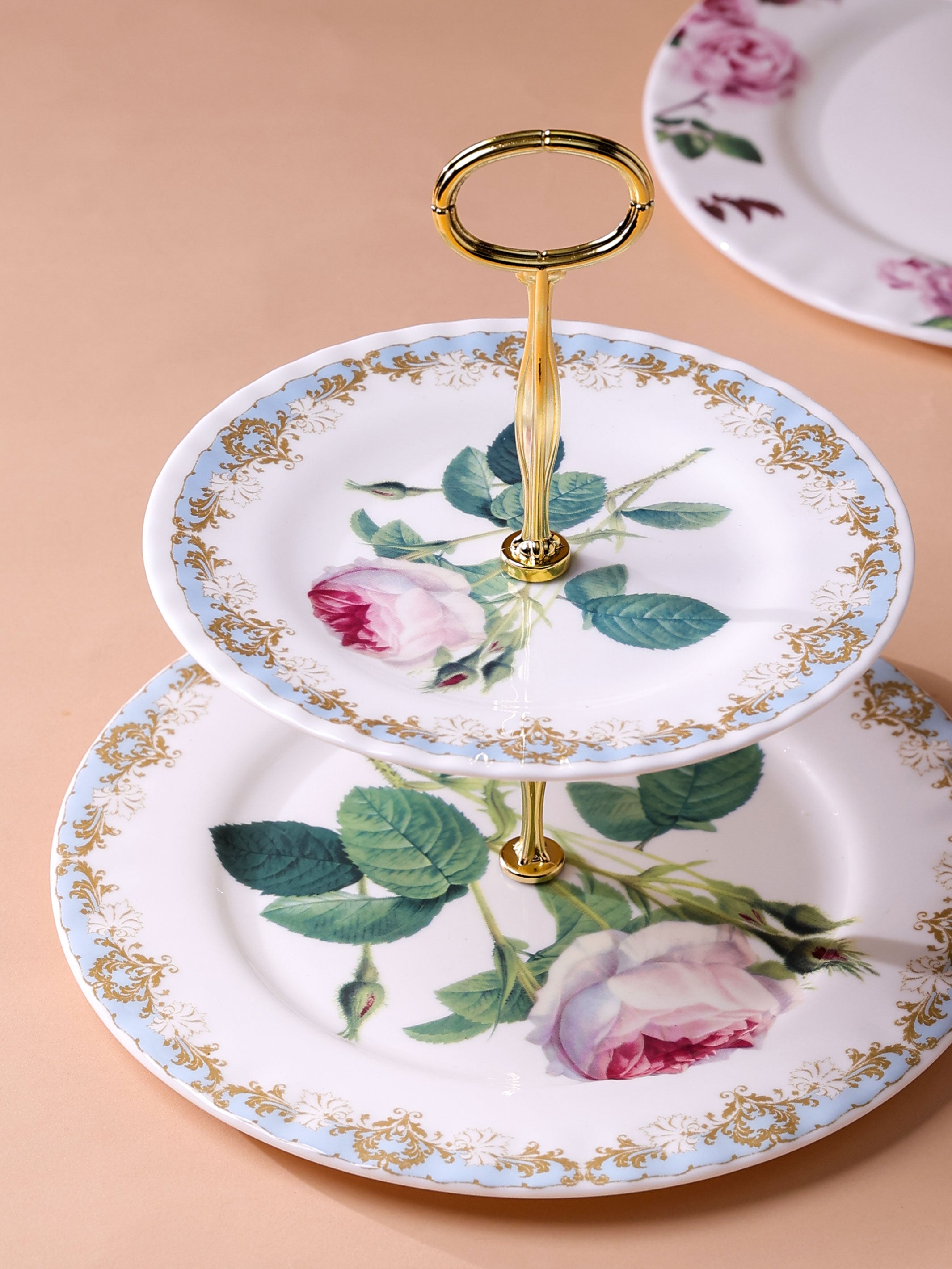 Vintage Rose Two Tier Cake Stand Gift Box