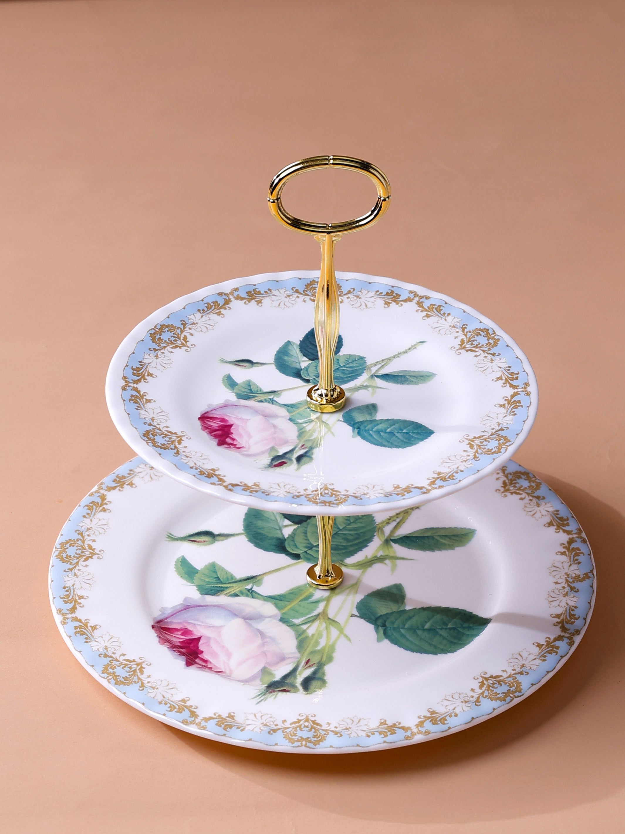 Vintage Rose Two Tier Cake Stand Gift Box