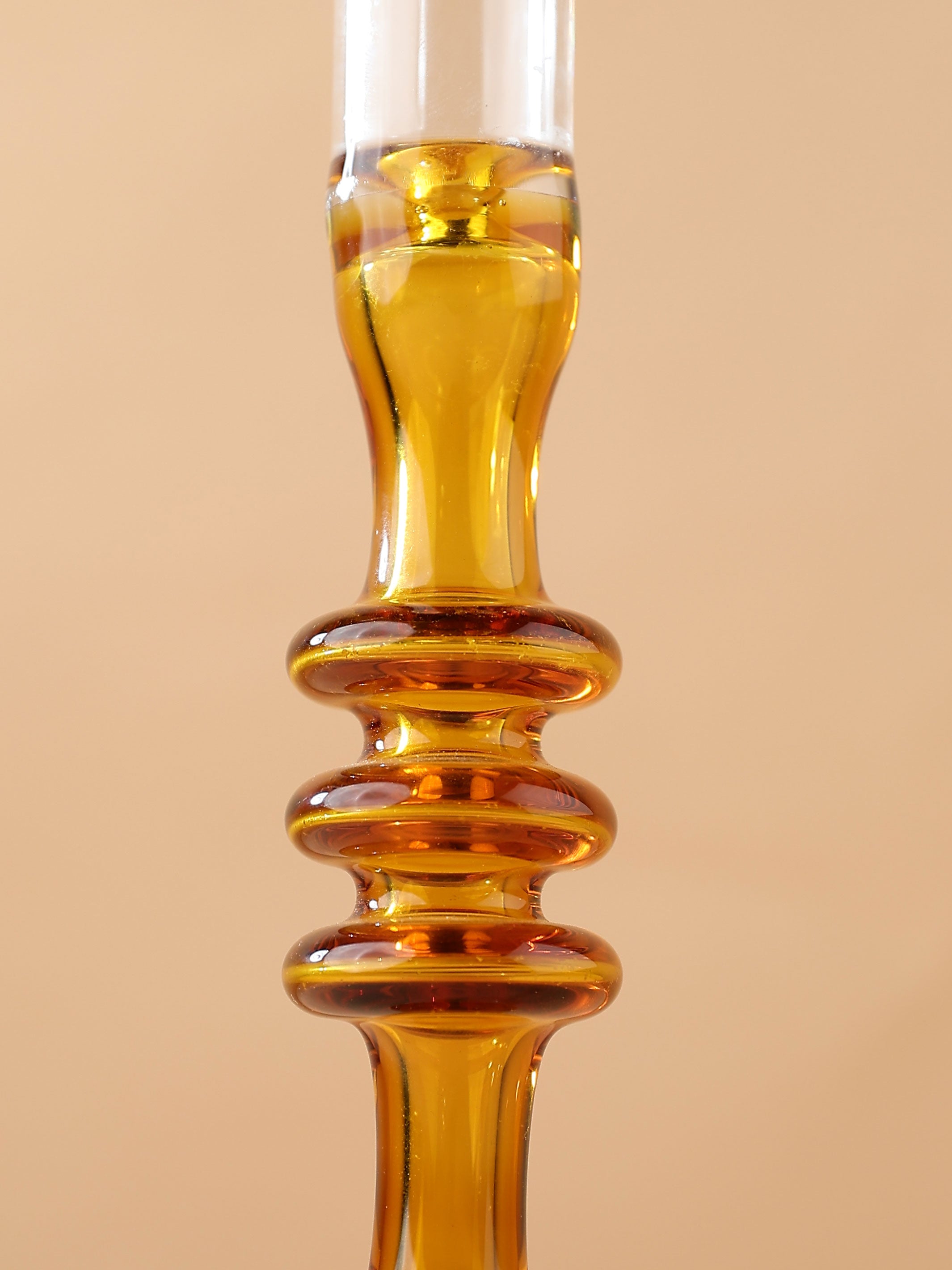 Vintage glass Taper candle holder - Murano Style Amber Dream