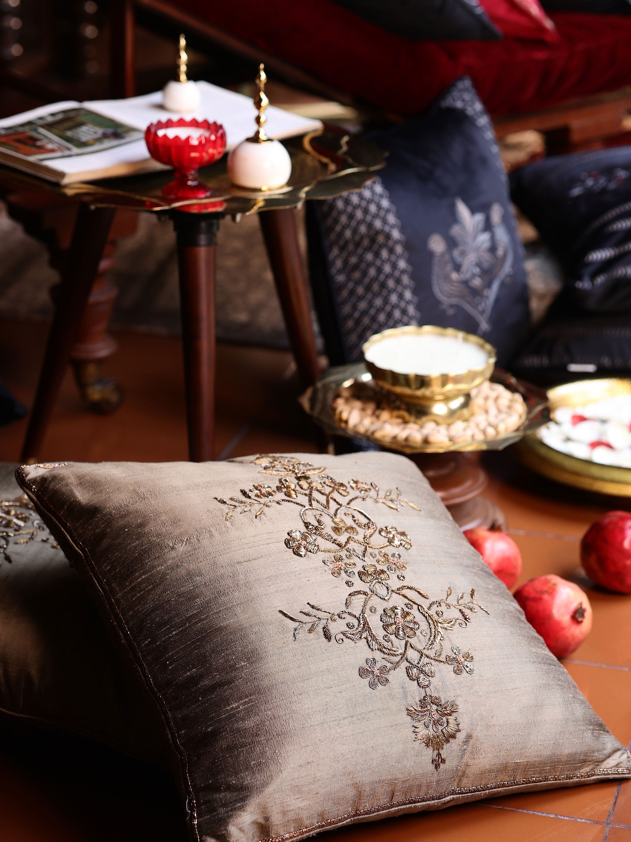 Cushion Cover - Qadir Gold Embroidered