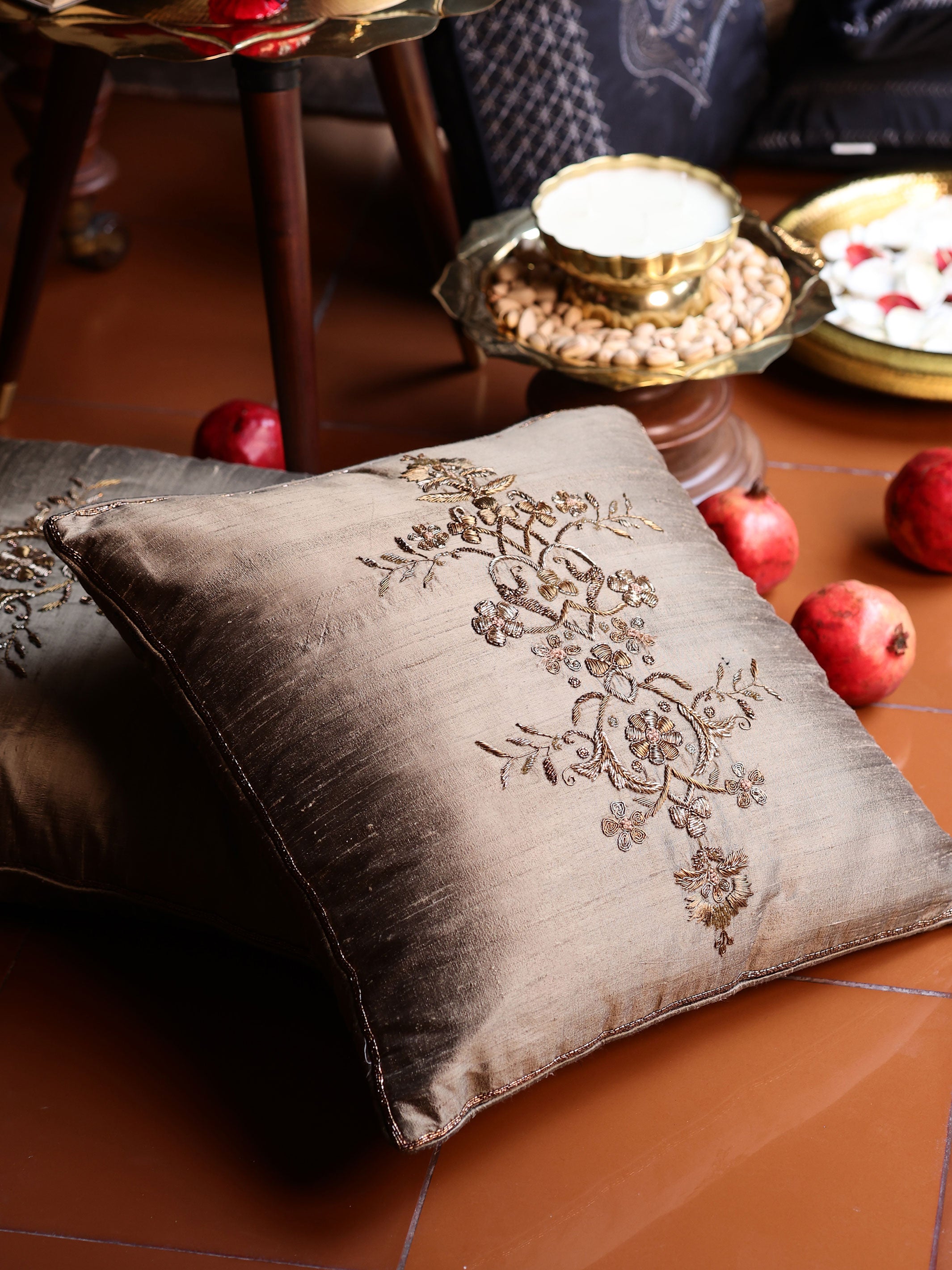 Cushion Cover - Qadir Gold Embroidered
