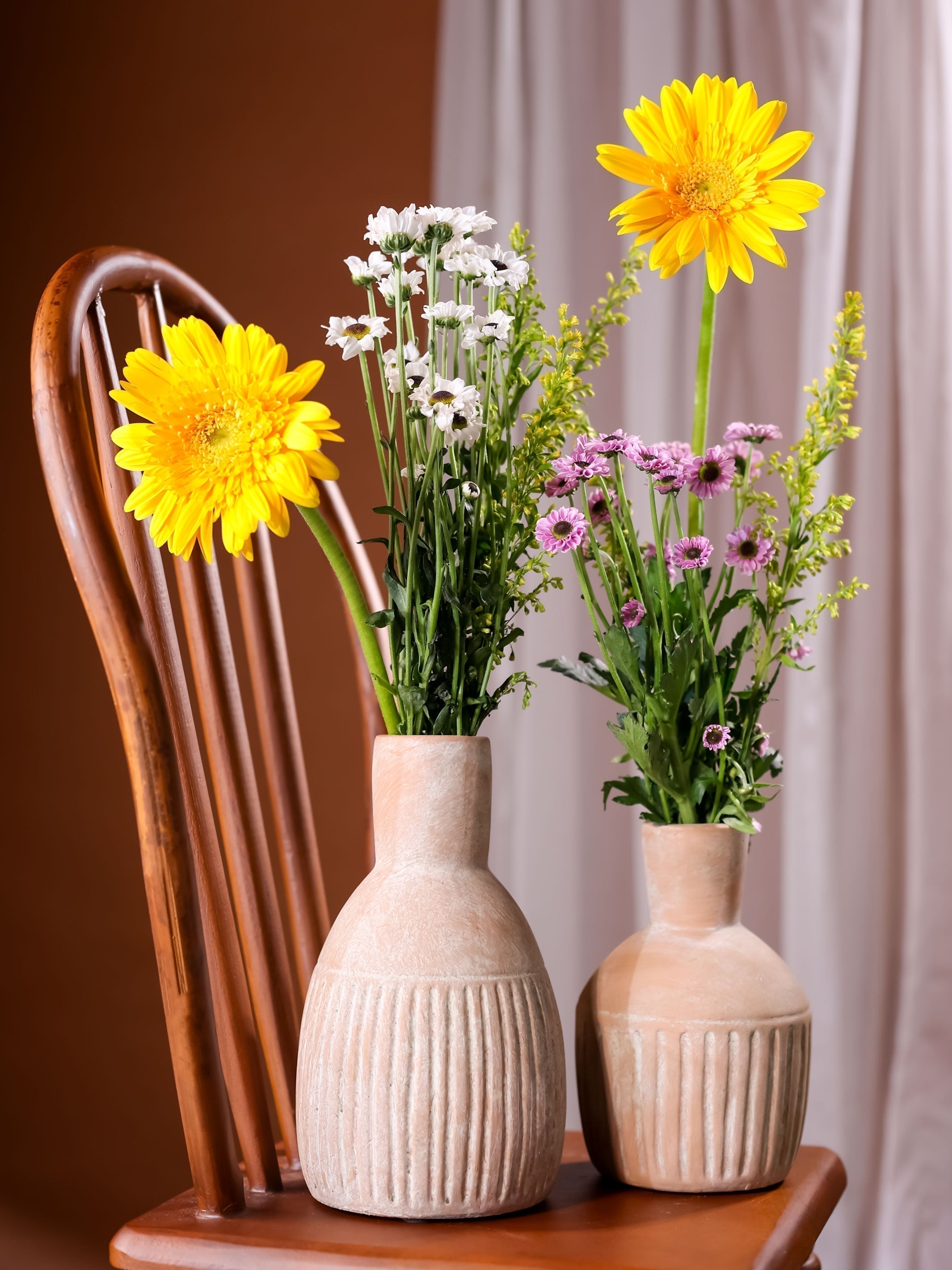 Old World bloom vase set of 2