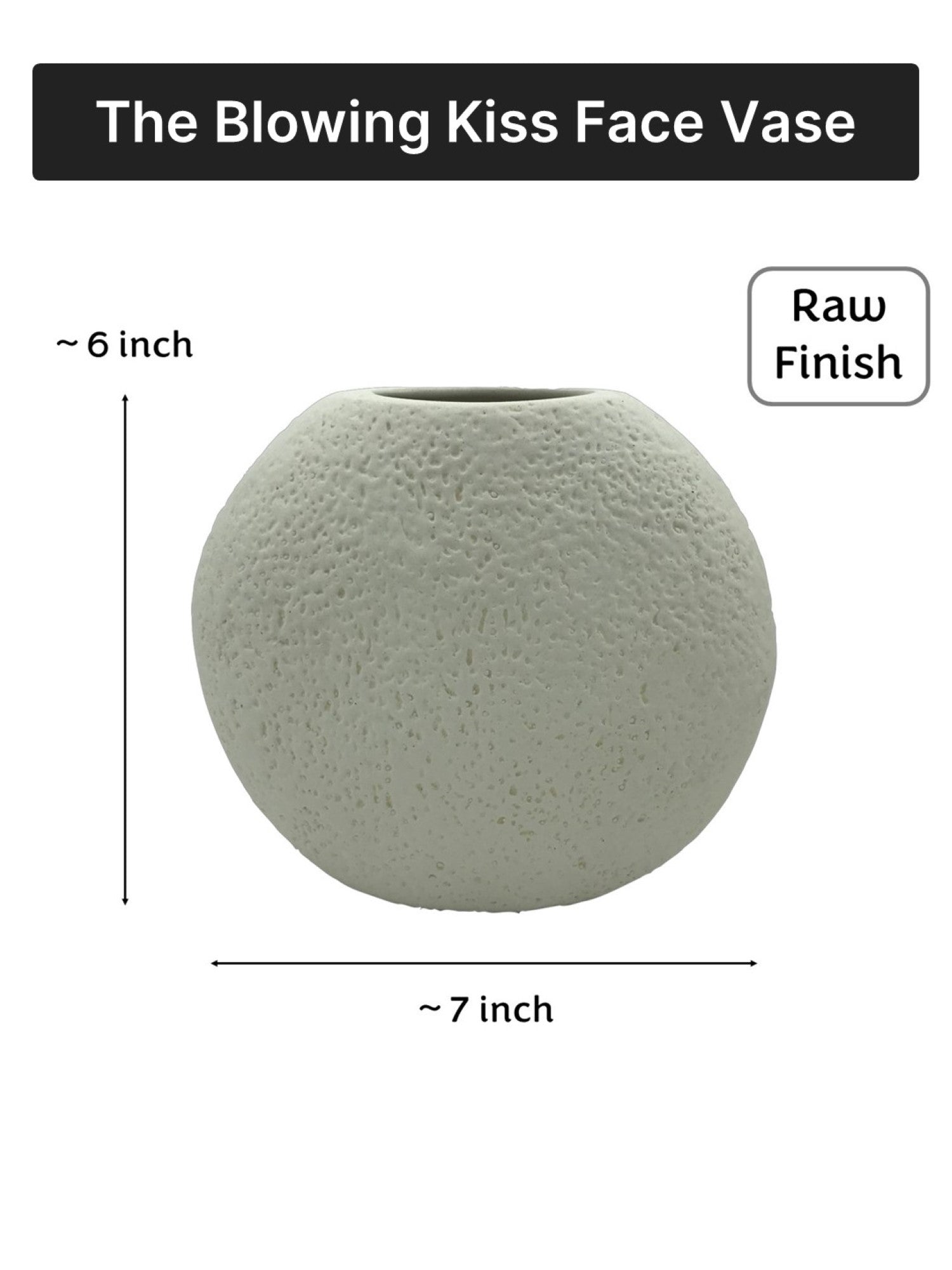 Ceramic Flower Vase | Set of 2 | Upbeat Face Vase 5.5" & Blowing Kiss Face Vase 6" | Ivory| Raw Finish