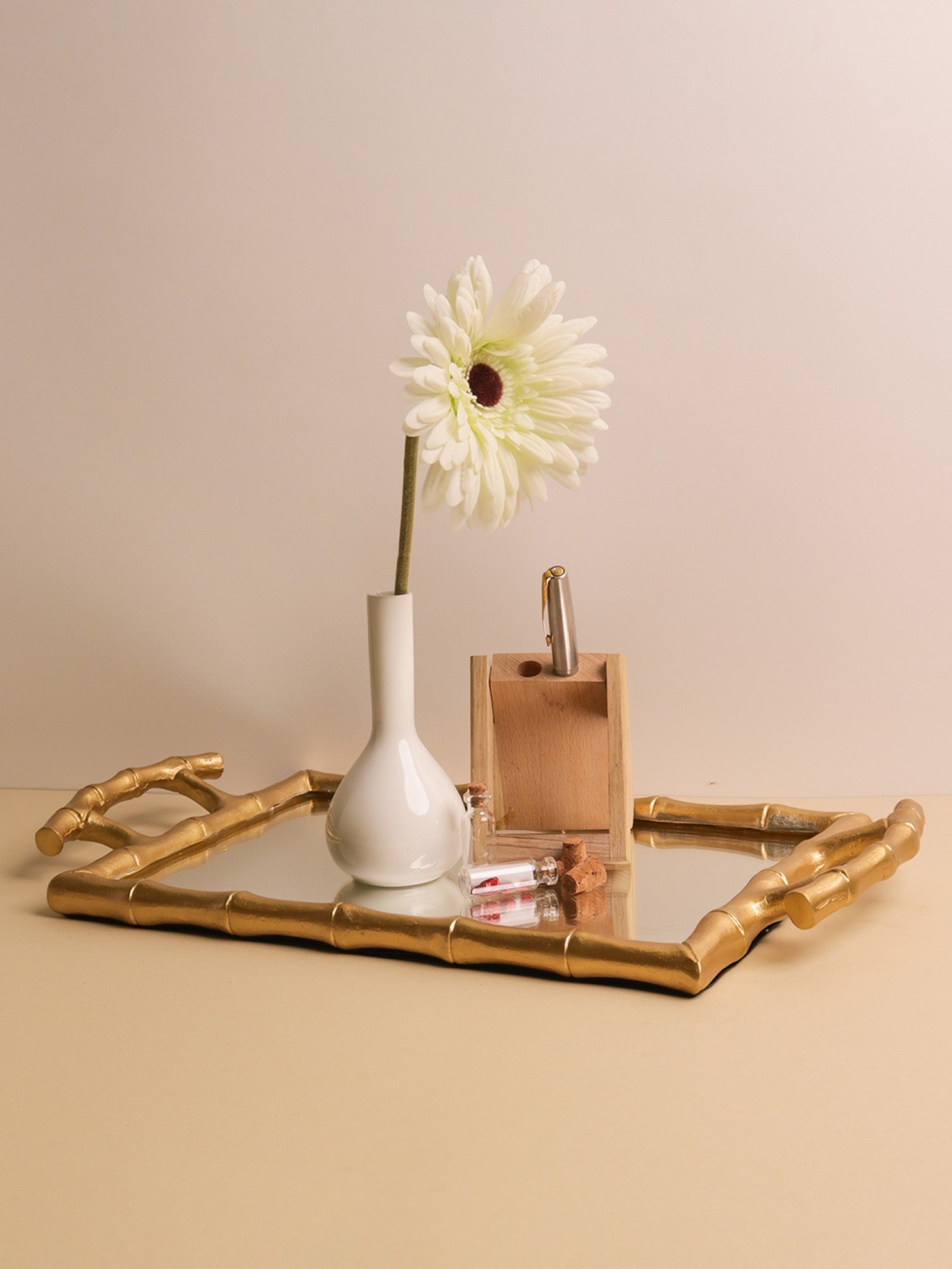 Bamboo Design Mirror Tray | Vanity Tray | Large