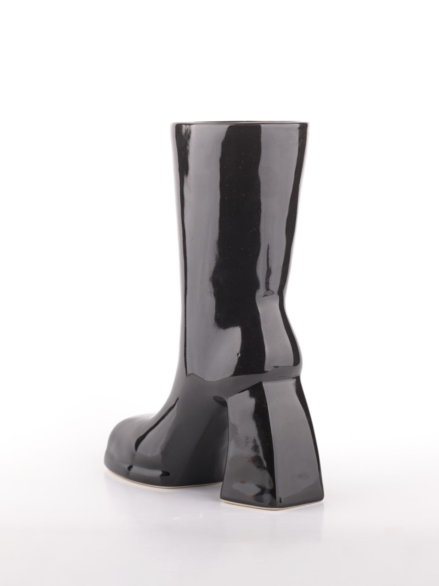 The Glimpse Boot Vase | Modern & Minimalist | 11 inch Ceramic Flower Vase | Gloss Black