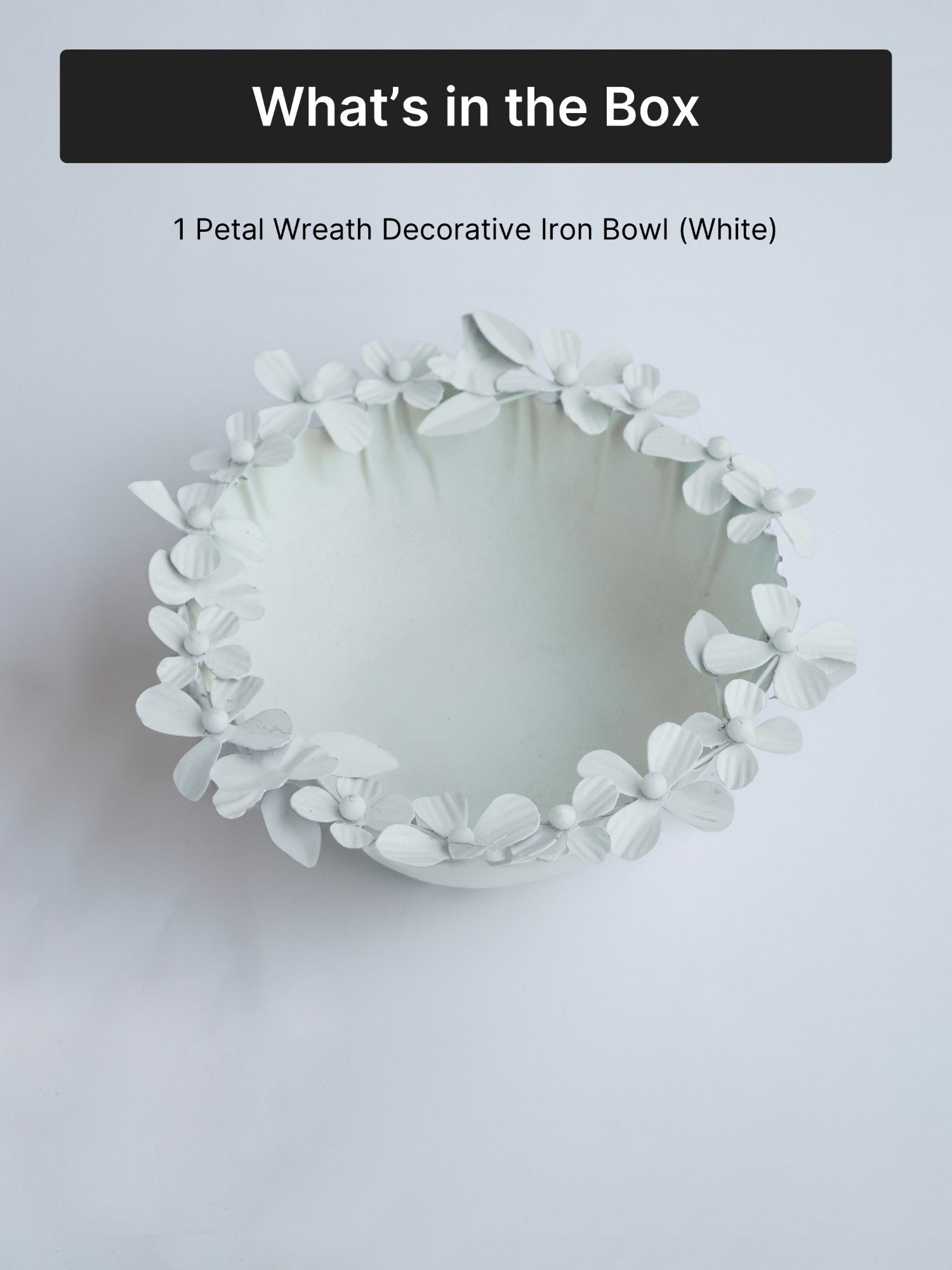 Petal Wreath Decorative Iron Bowl | White