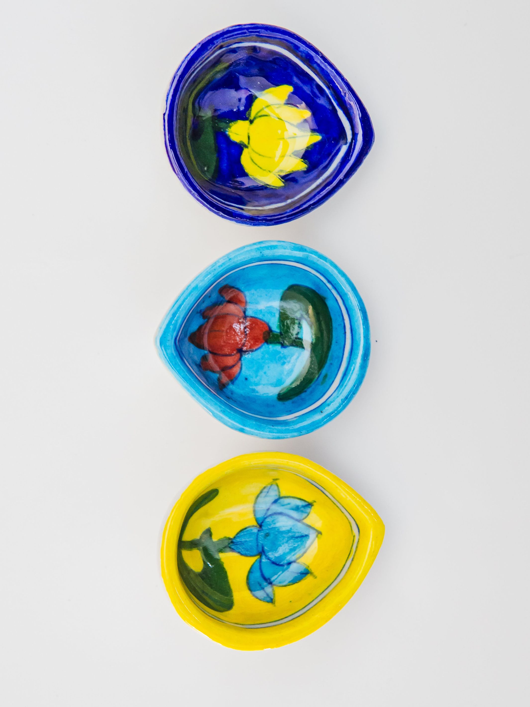 Blue Pottery Diwali Diyas | Set of 6