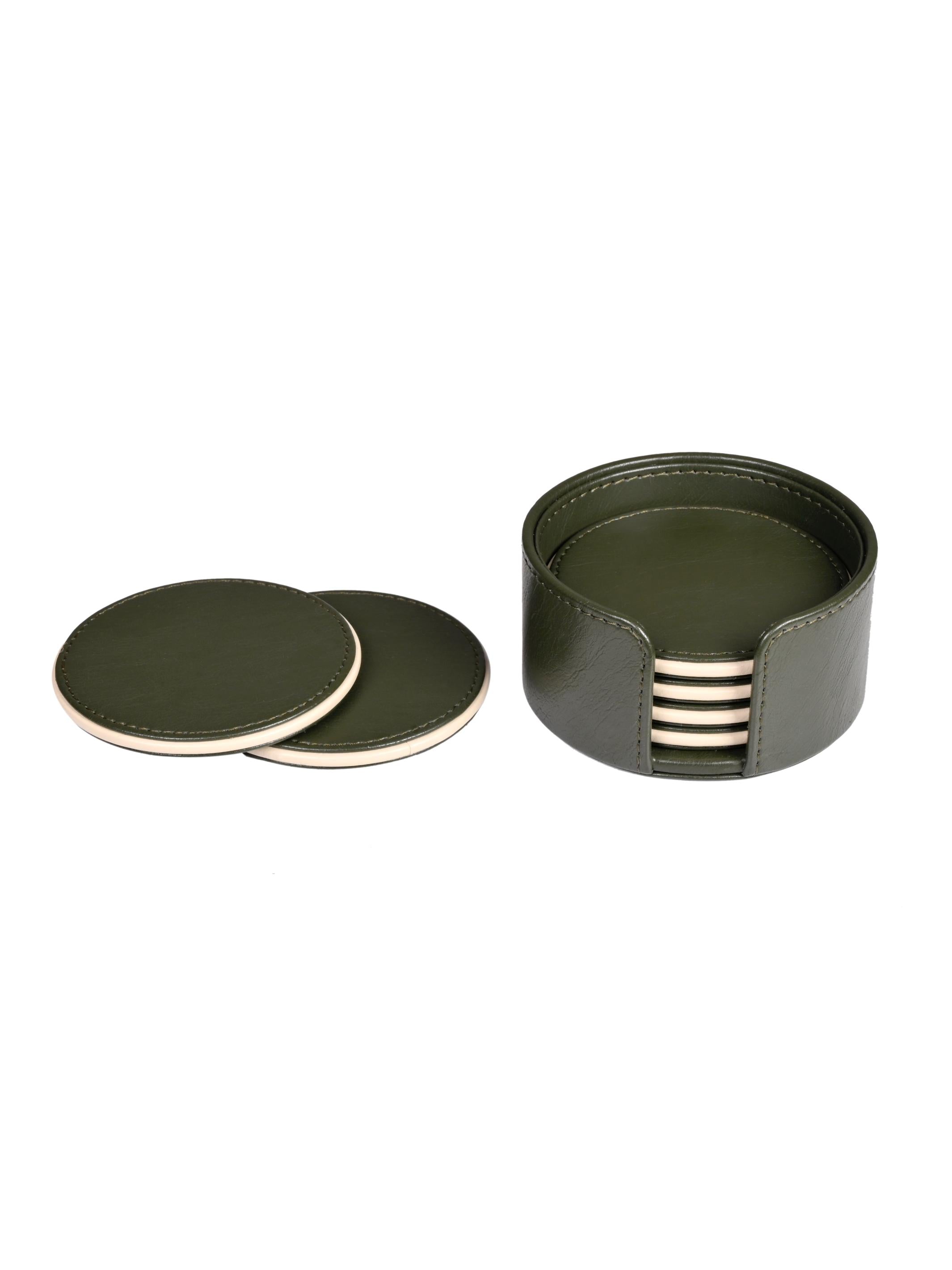 Bask Coaster Set - Olive Green