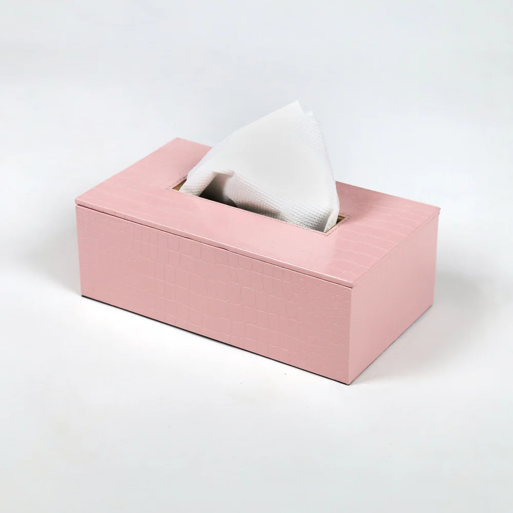 Leather Tissue Box-Pink