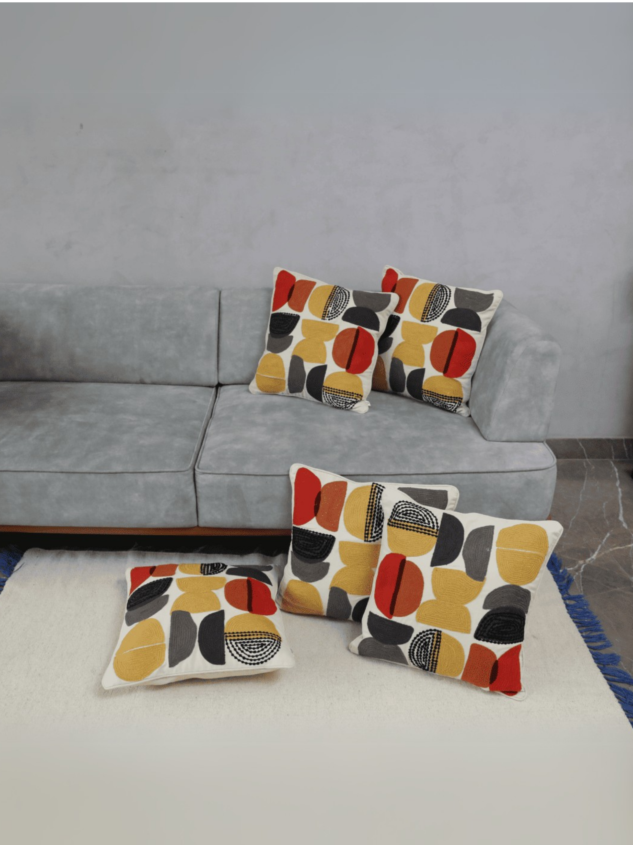 Modern Geometric Tufted Cushion Cover - Set of 5