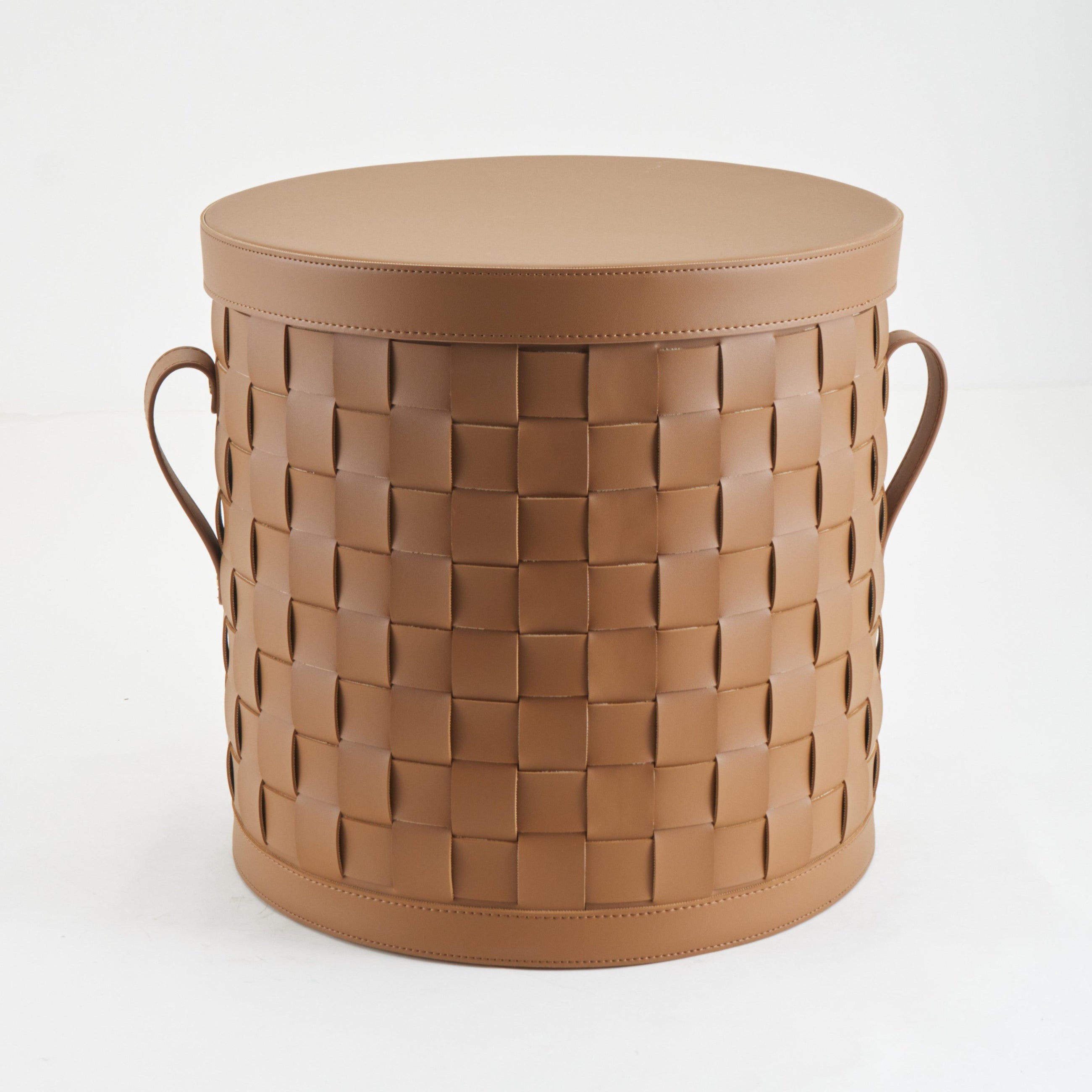 Leather Storage Basket With Lid