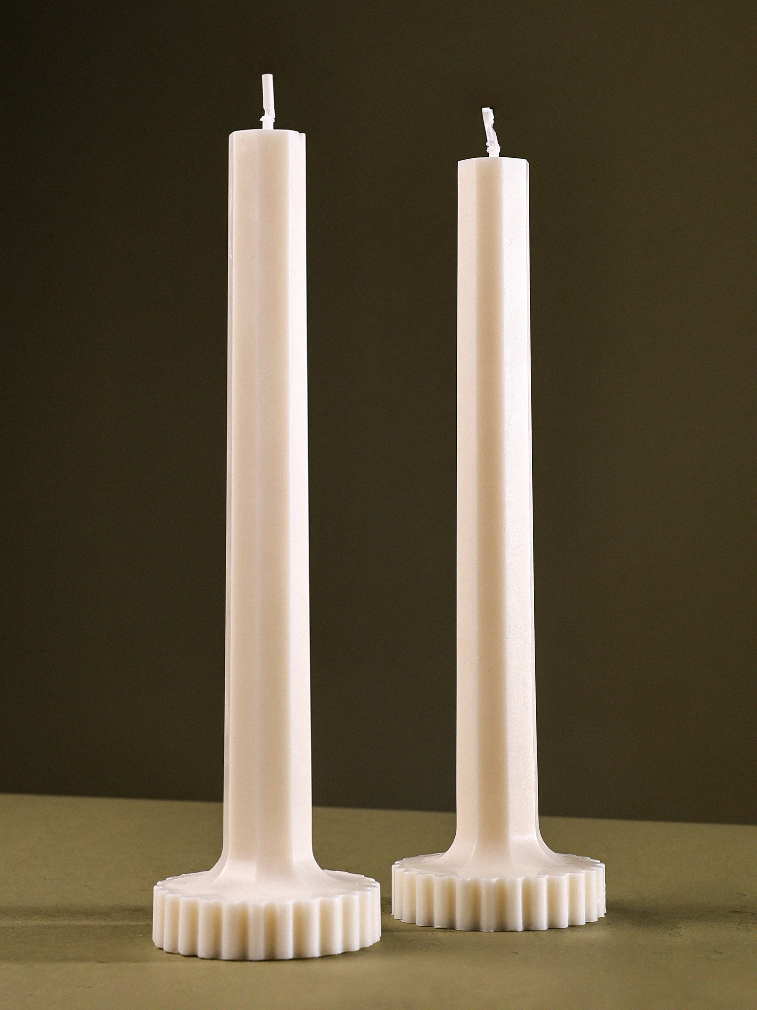 Modern Sculpted Pillar Candles - Set of 2