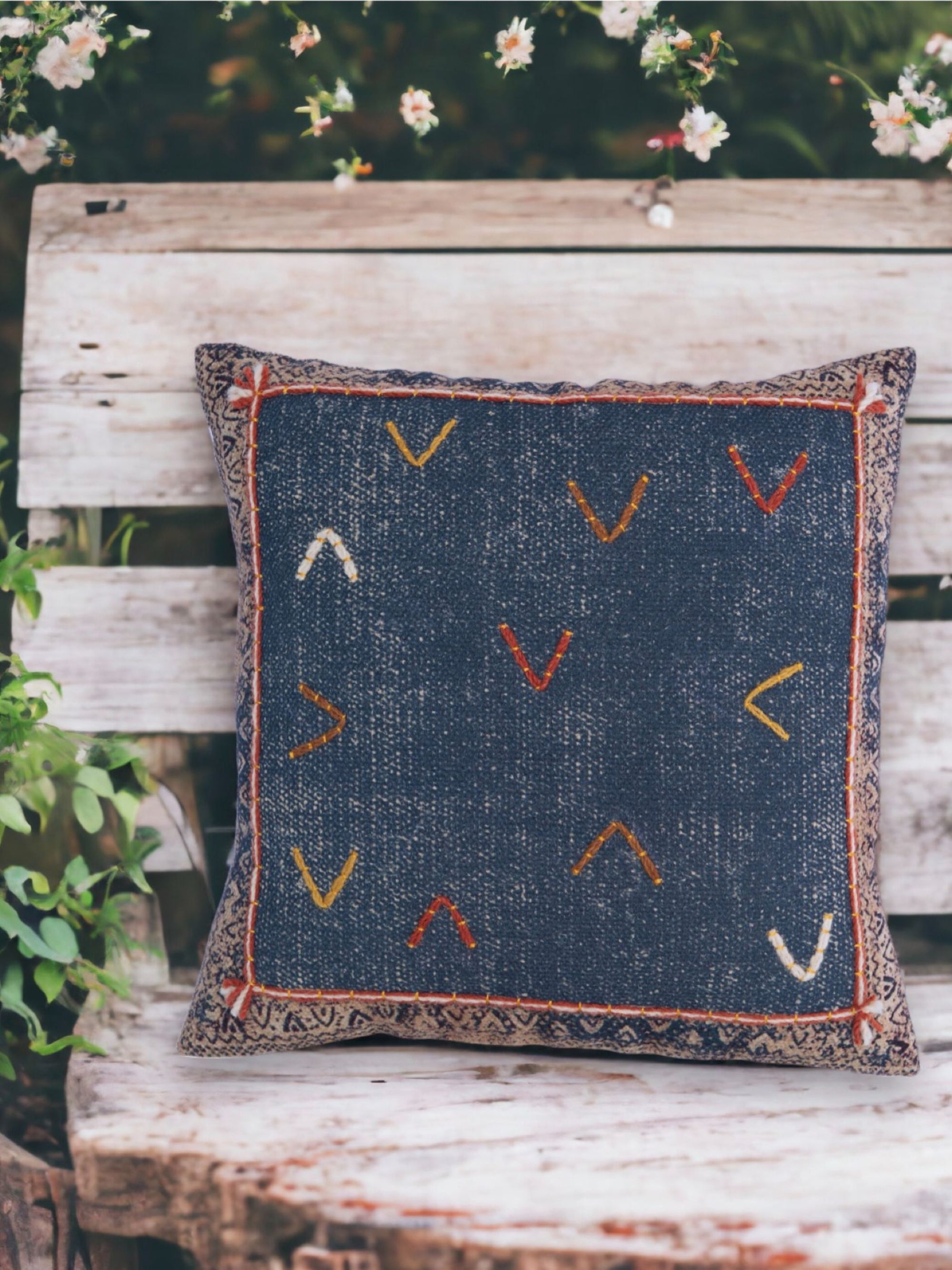 Cotton Cushion Cover - Ofa Embroidered