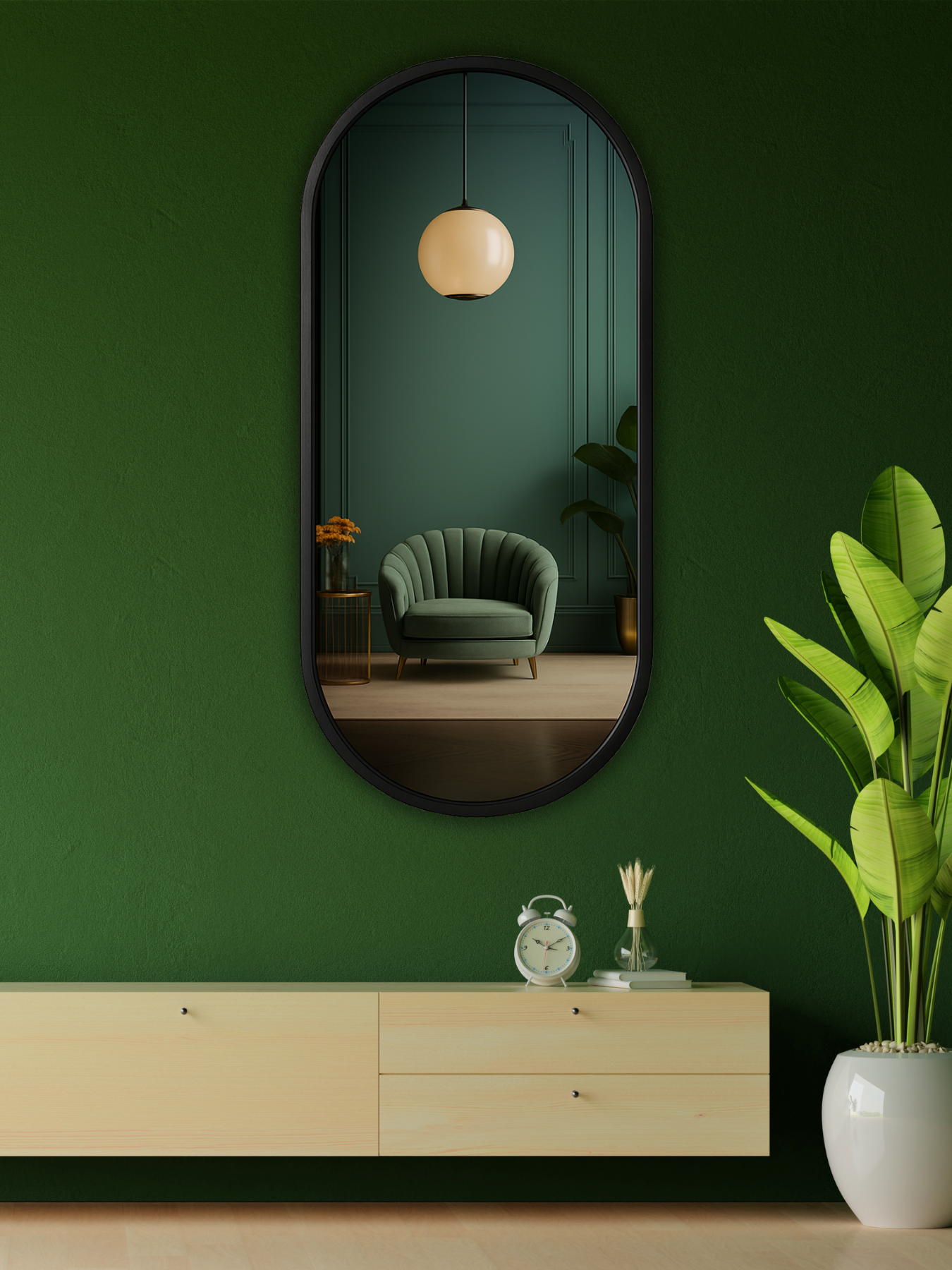 Classic Oblong Mirror- Black