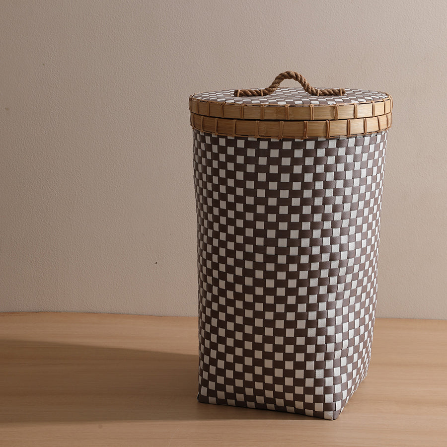 Chequered Brown Basket