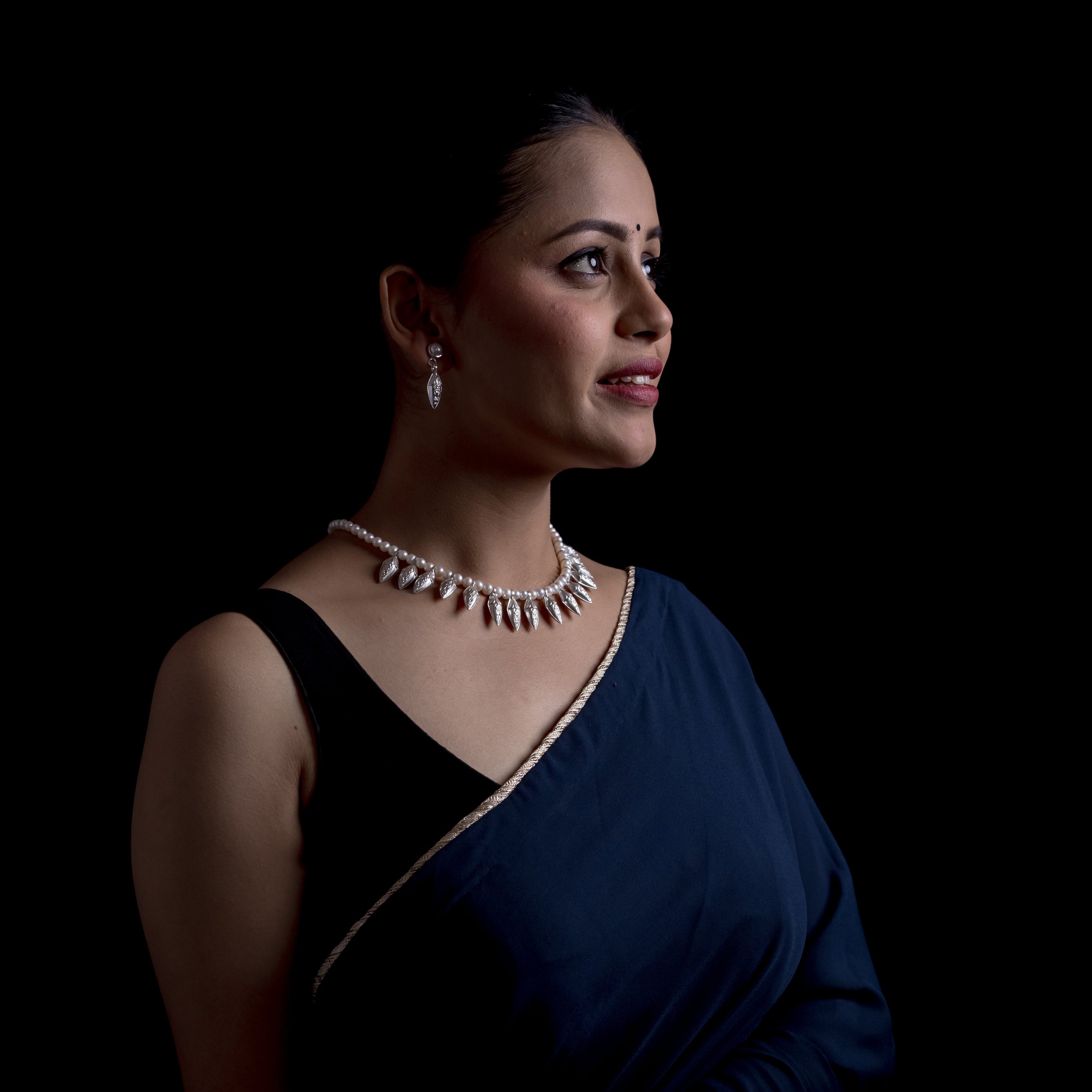 Champakali Silver Stud Earrings