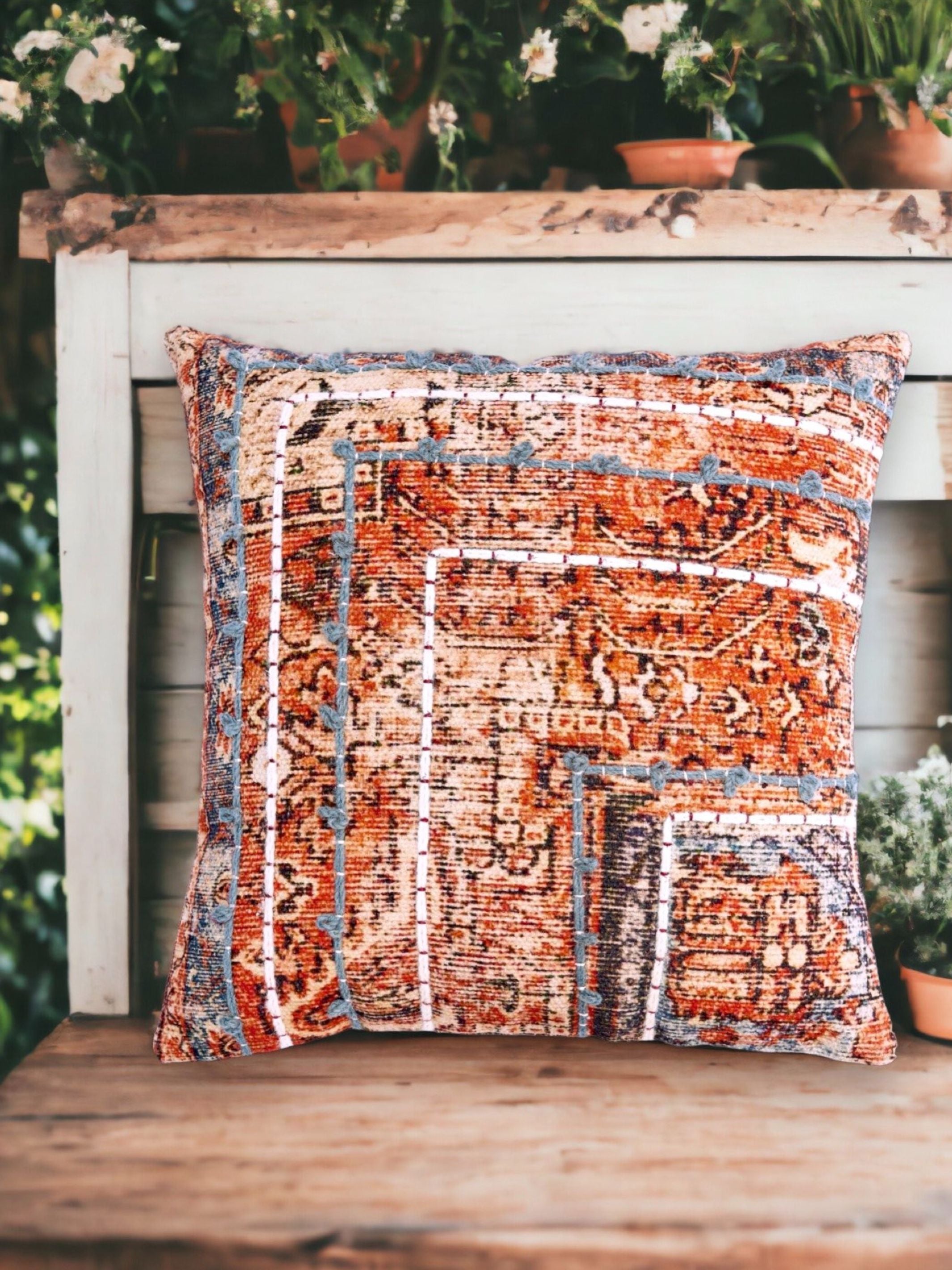 Cotton Cushion Cover - Roest Embroidered