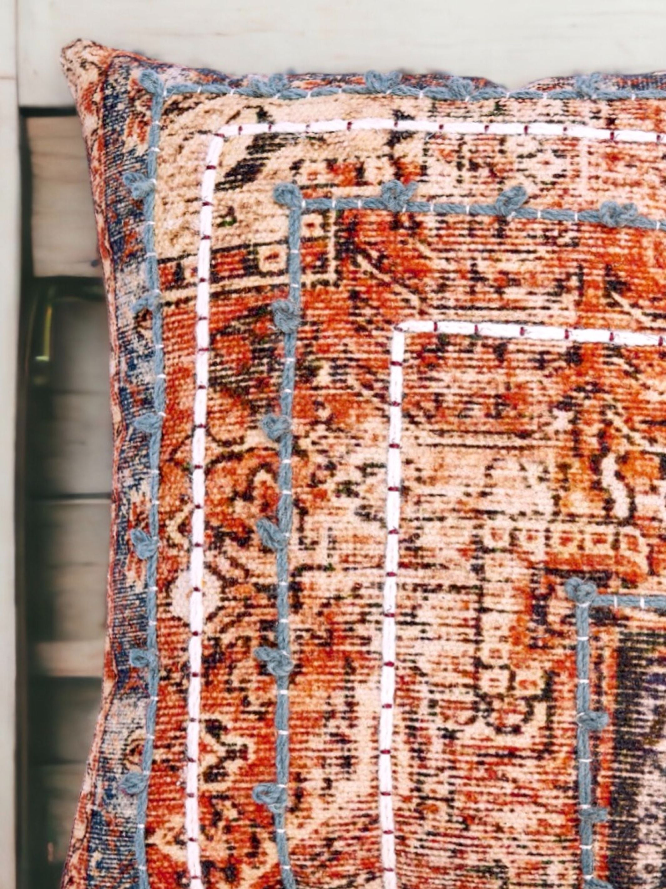 Cotton Cushion Cover - Roest Embroidered