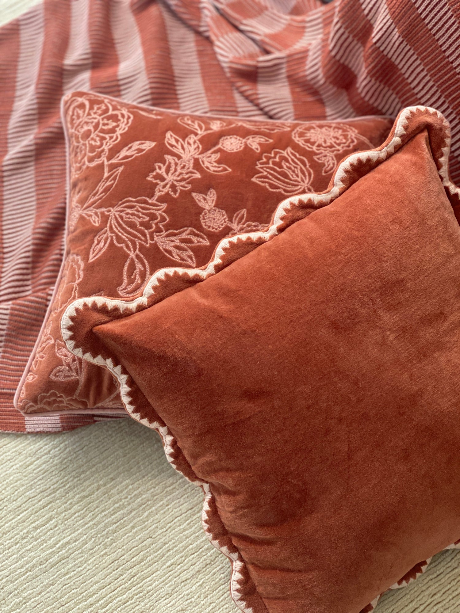Mirage Scallop Rhubarb Cushion Cover