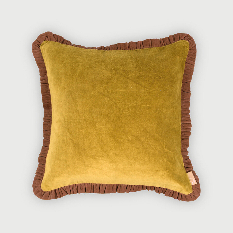 Jasper Ruffle Deep Ochre Cushion Cover