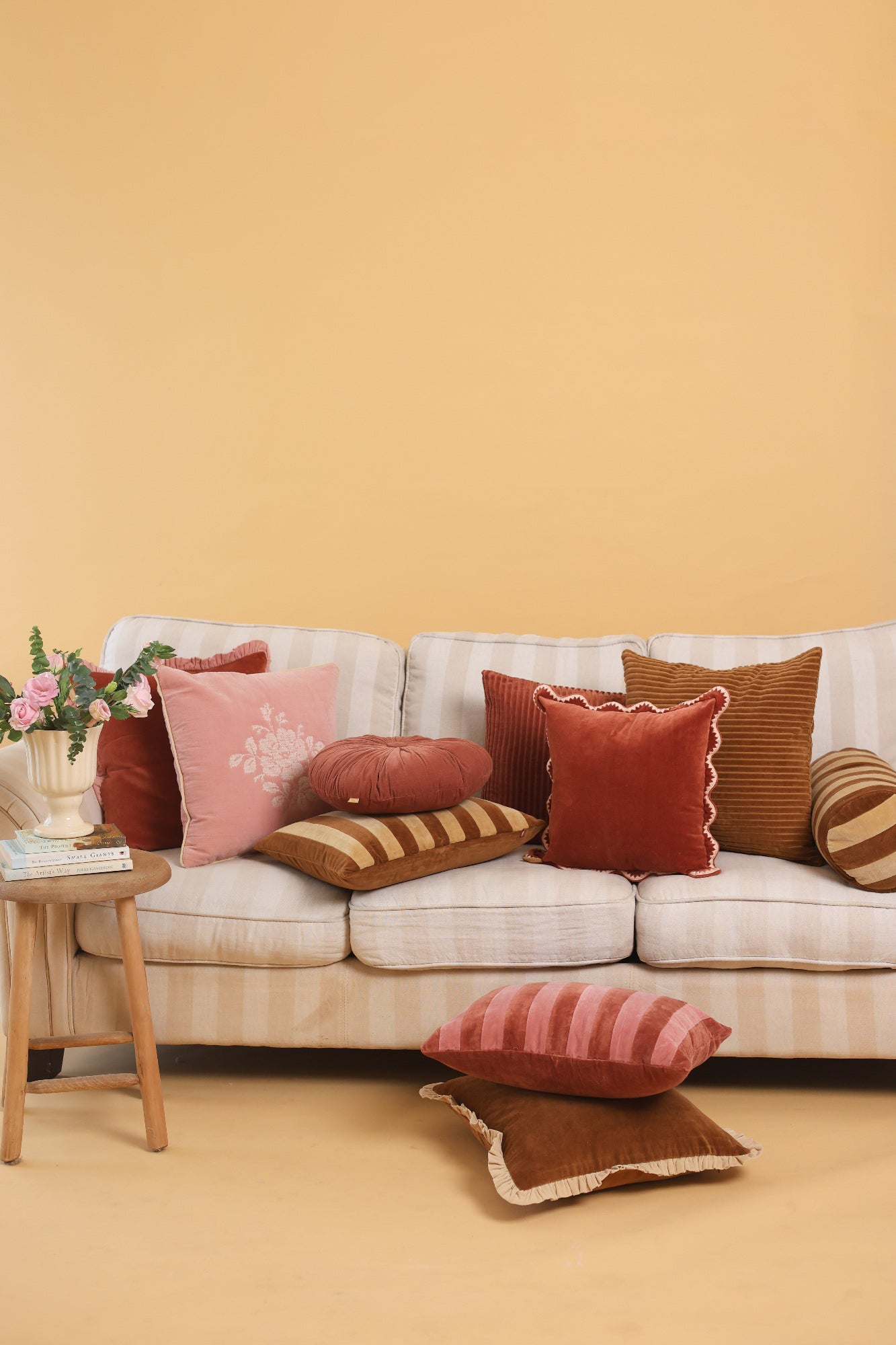 Jasper Ruffle Tan Brown Cushion Cover