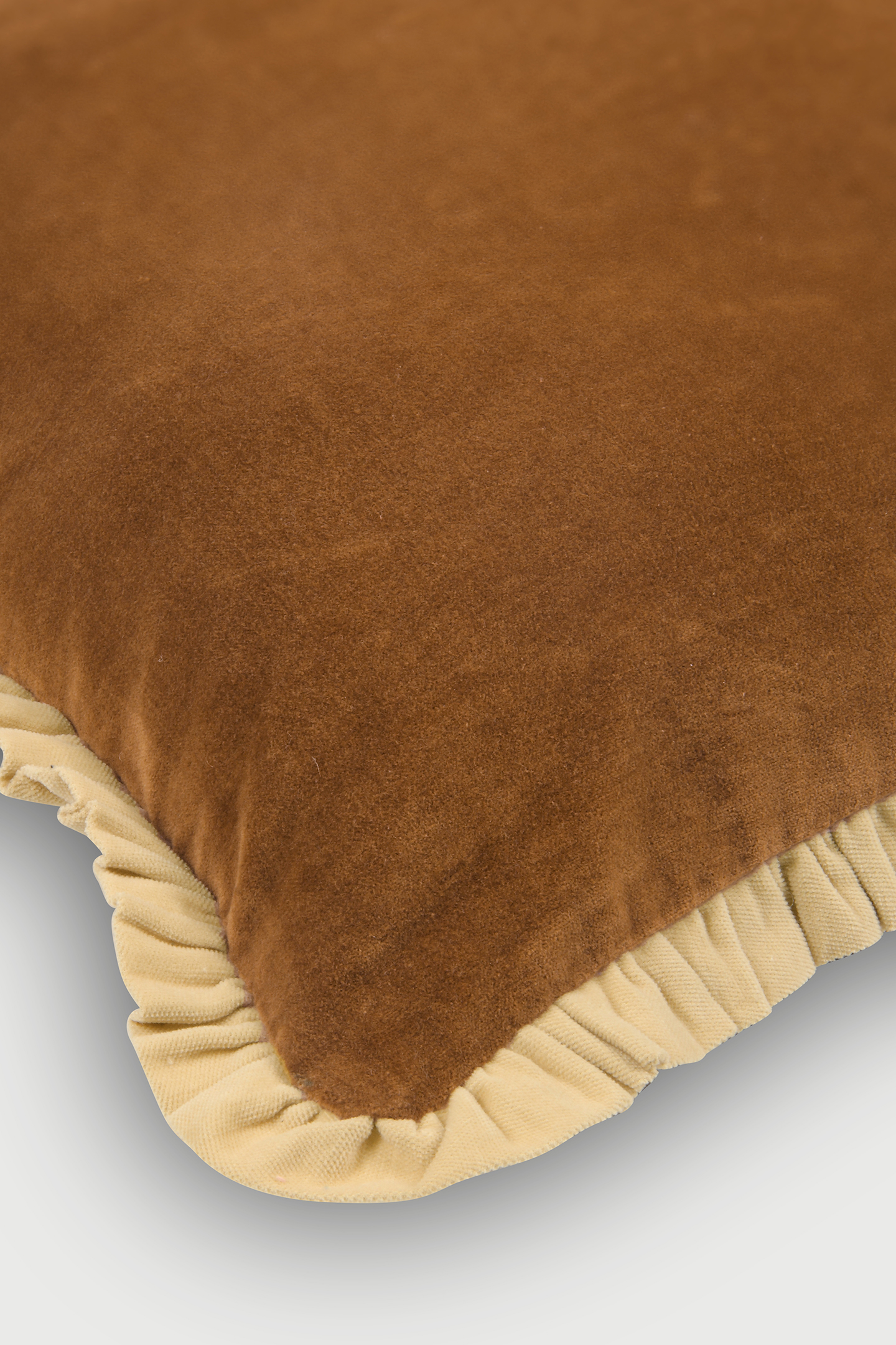 Jasper Ruffle Tan Brown Cushion Cover