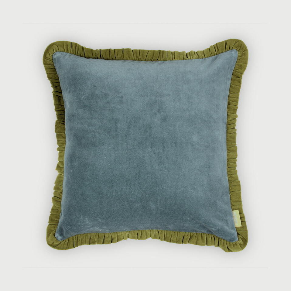 Jasper Ruffle Teal Cushion Cover
