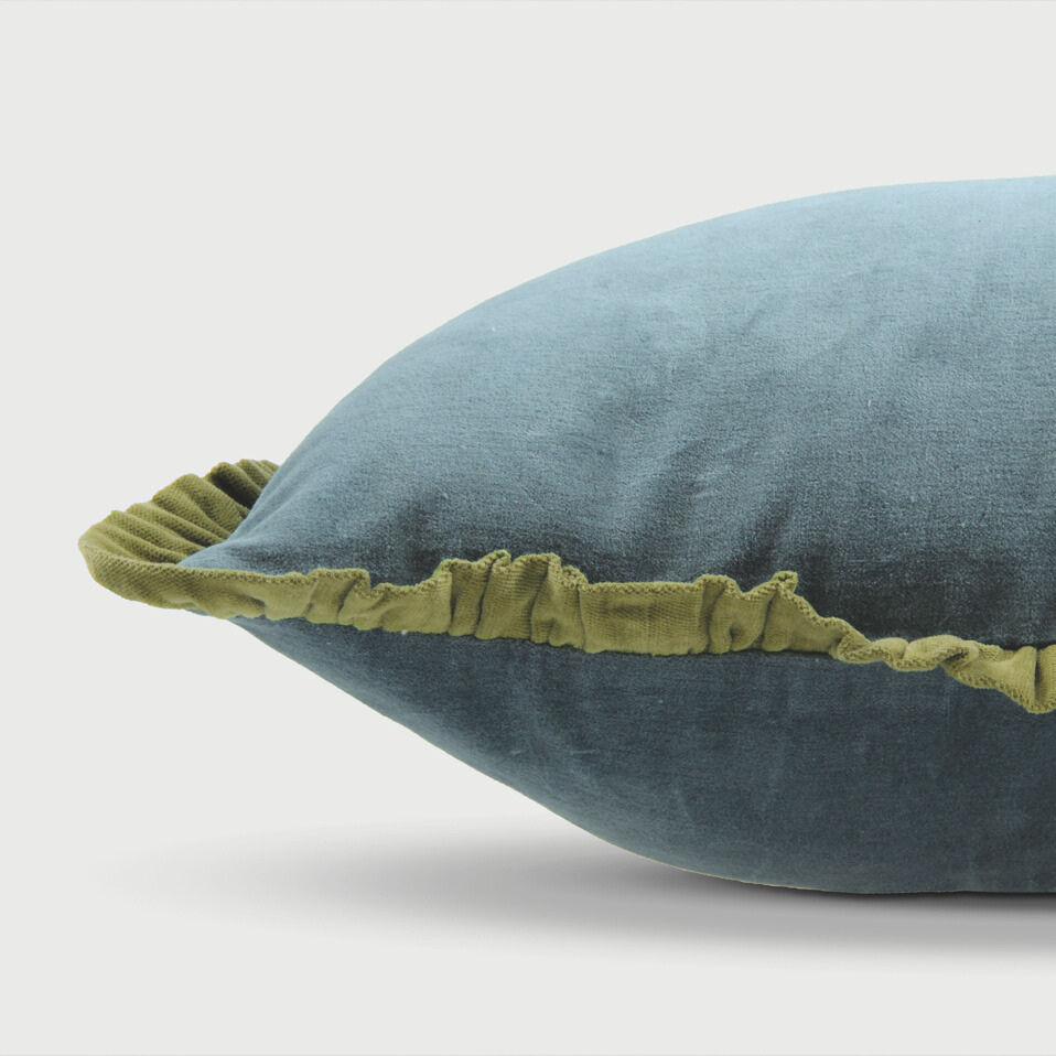 Jasper Ruffle Teal Cushion Cover