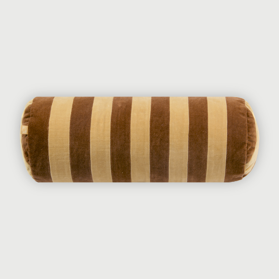 Holly Tan Brown Striped Bolster Cover